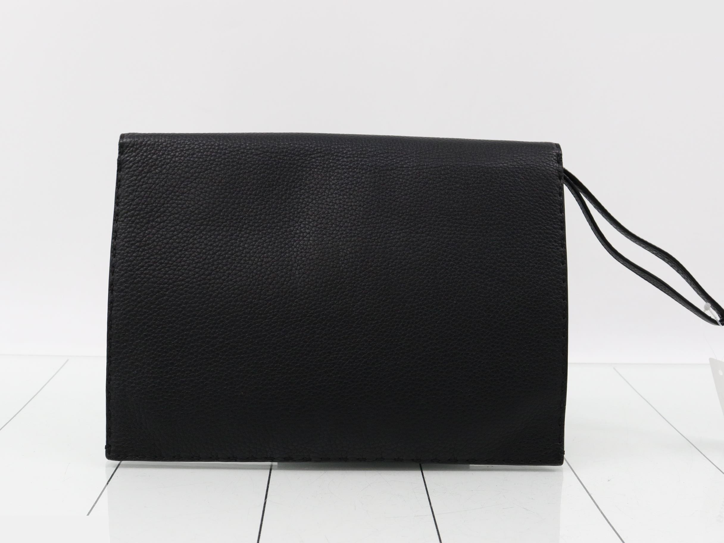 Selleria Clutch Bag, Leather, Black — view 2
