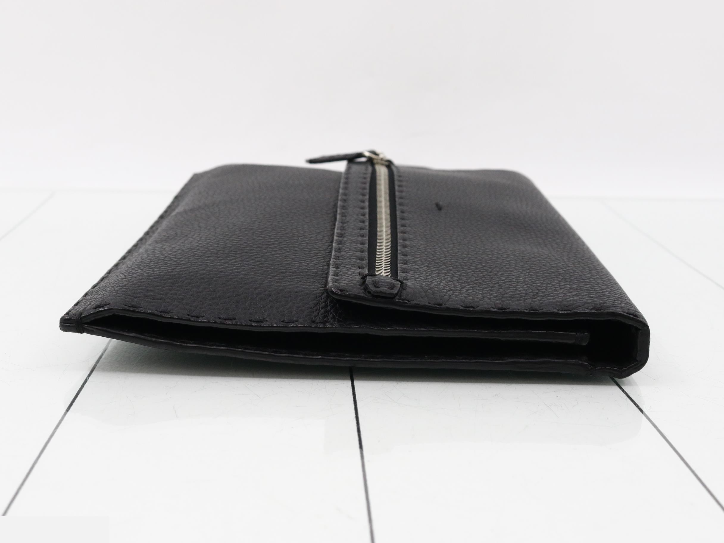 Selleria Clutch Bag, Leather, Black — view 3