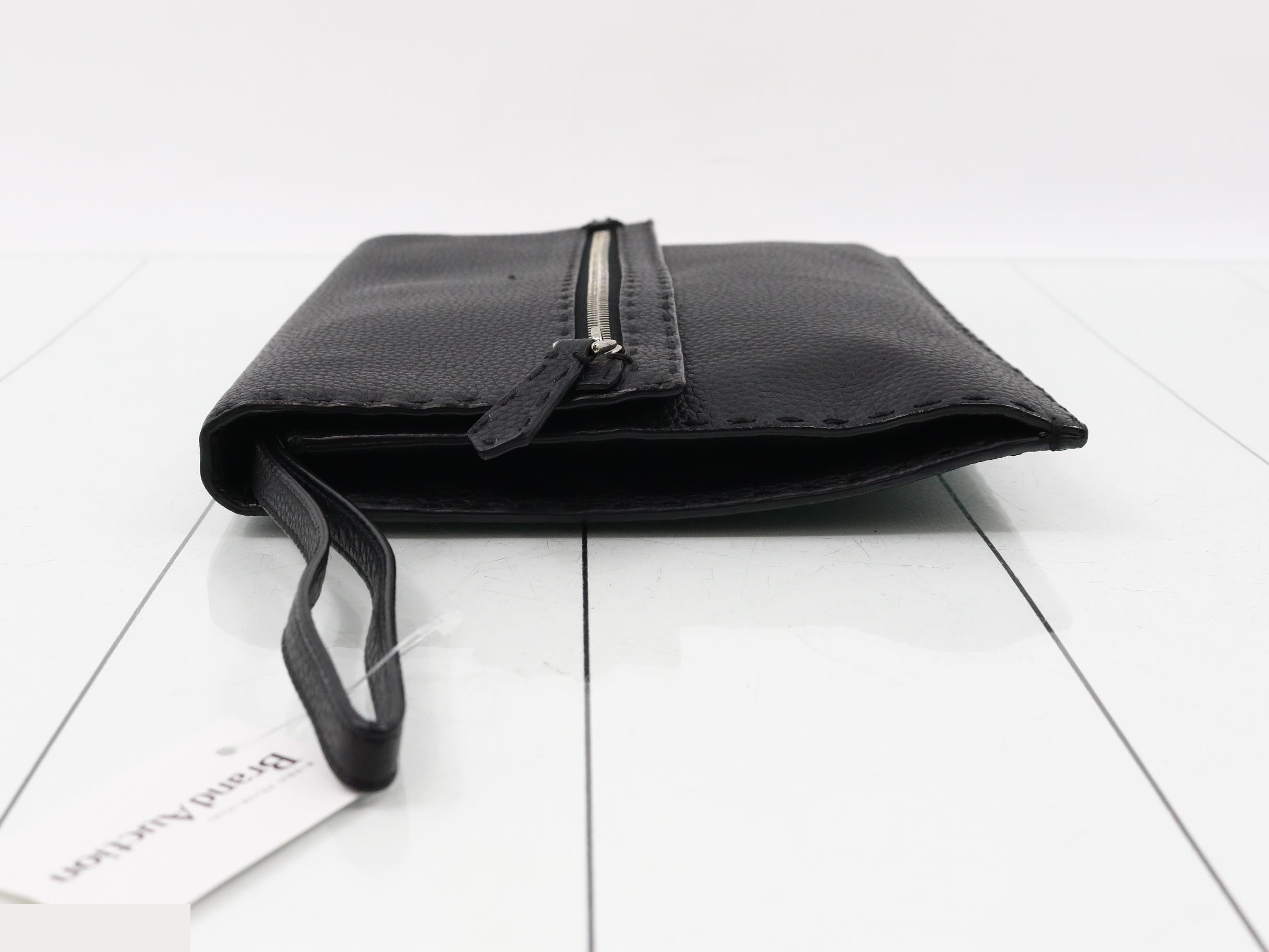 Selleria Clutch Bag, Leather, Black — view 4