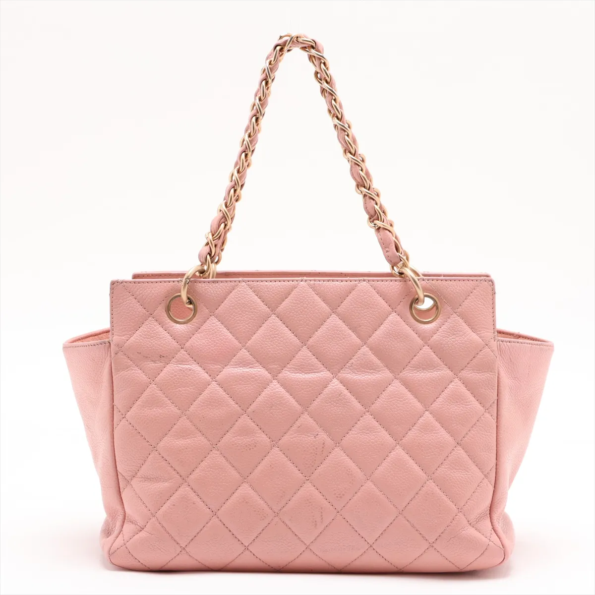 Matelassé Caviar Skin Chain Handbag, Pink with Gold Hardware, 6402891, Series 6 — view 2