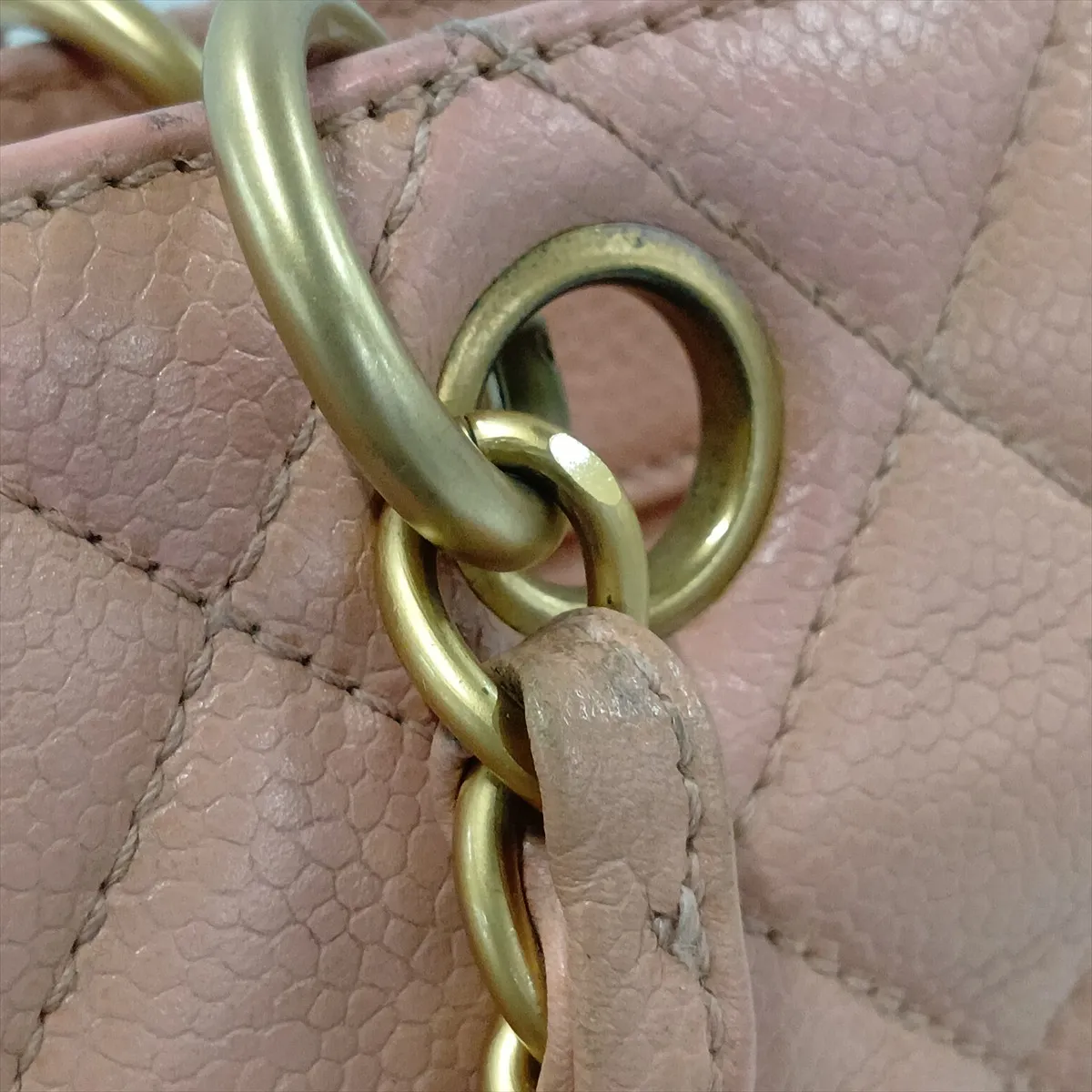 Matelassé Caviar Skin Chain Handbag, Pink with Gold Hardware, 6402891, Series 6 — view 15