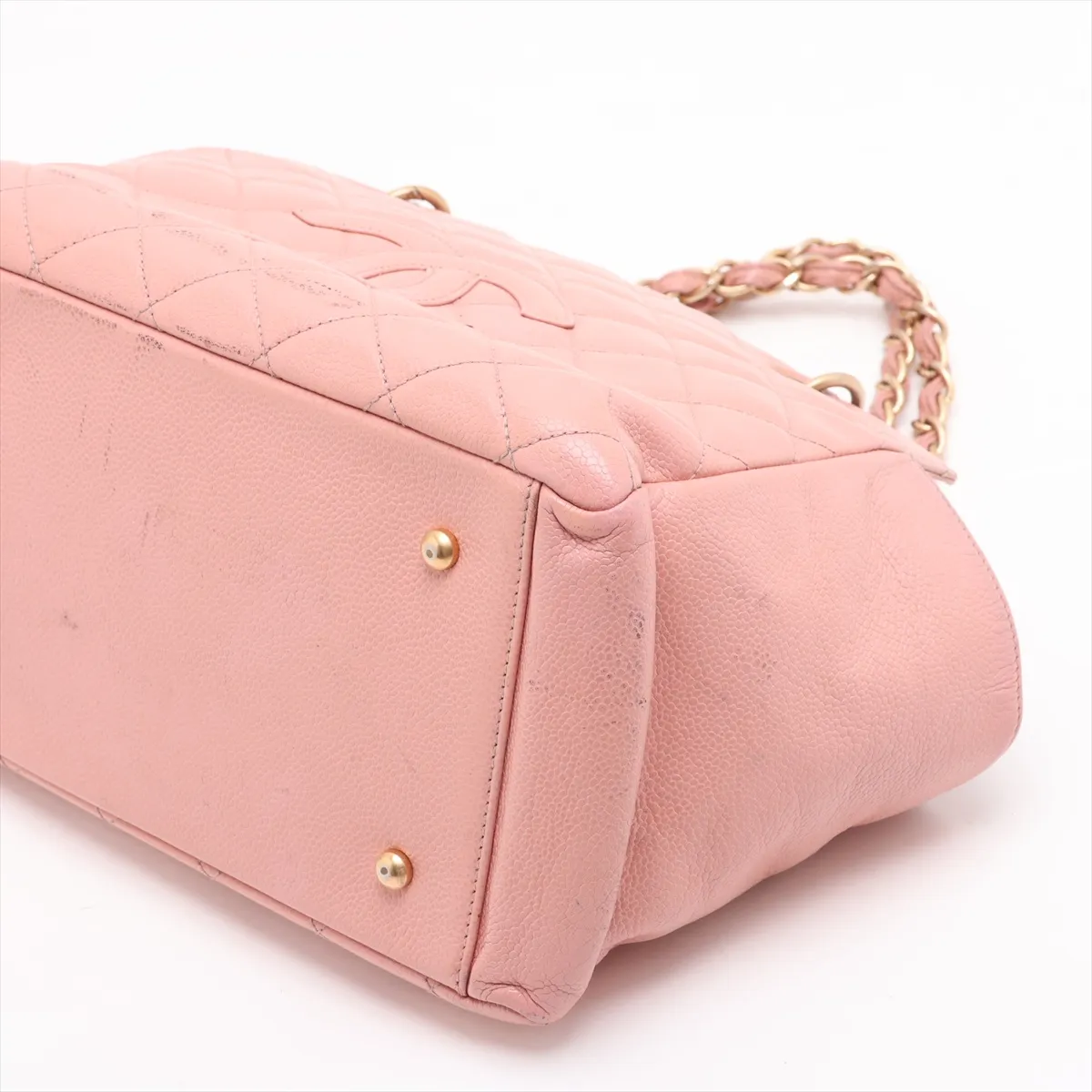 Matelassé Caviar Skin Chain Handbag, Pink with Gold Hardware, 6402891, Series 6 — view 3