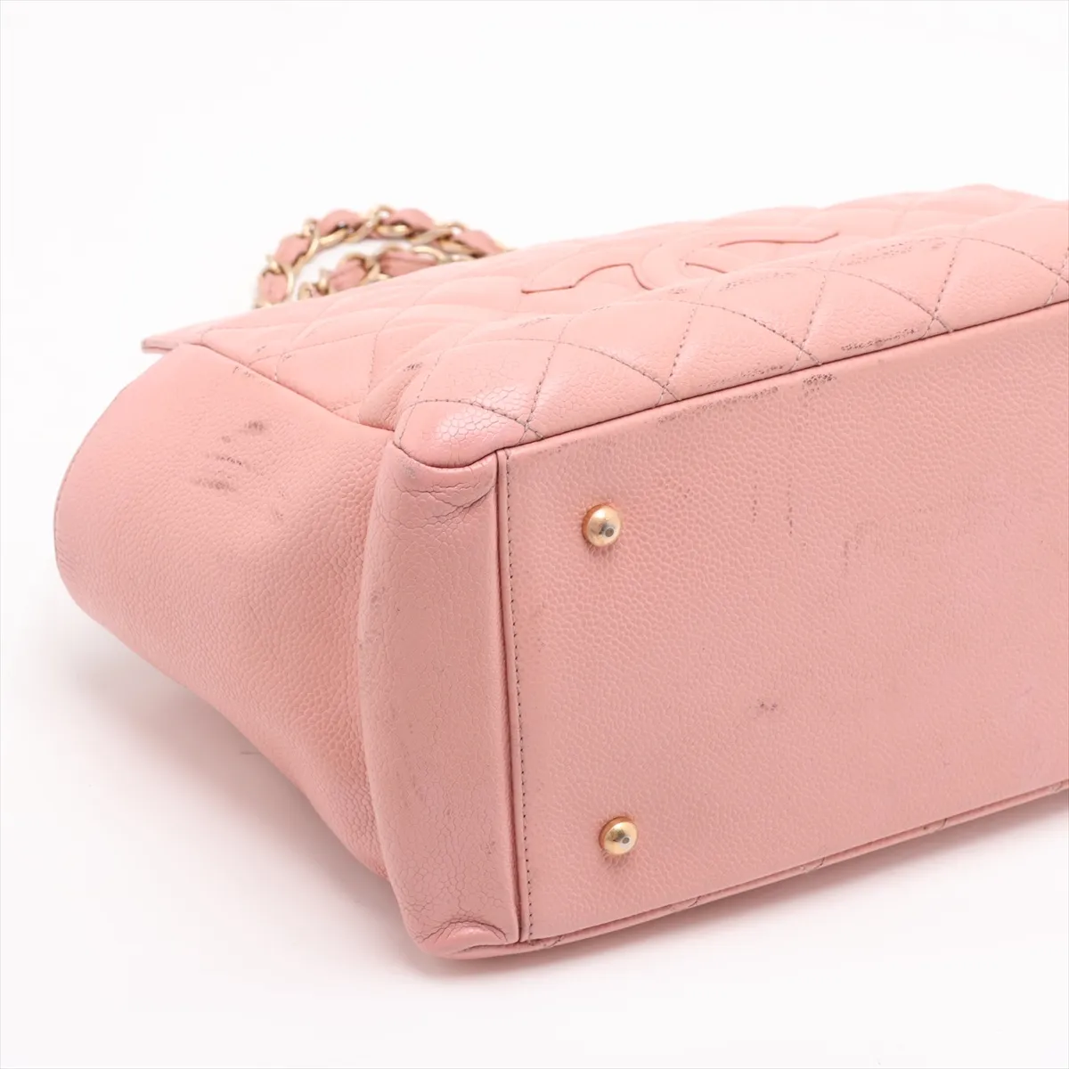 Matelassé Caviar Skin Chain Handbag, Pink with Gold Hardware, 6402891, Series 6 — view 4