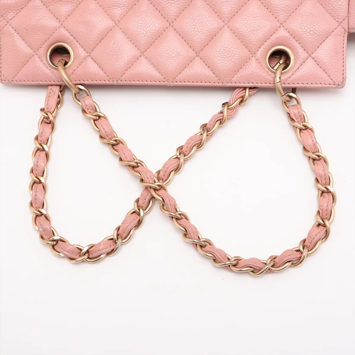 Matelassé Caviar Skin Chain Handbag, Pink with Gold Hardware, 6402891, Series 6 — view 5