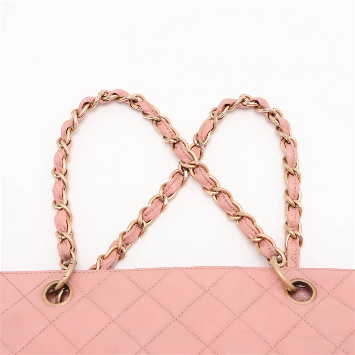Matelassé Caviar Skin Chain Handbag, Pink with Gold Hardware, 6402891, Series 6 — view 6