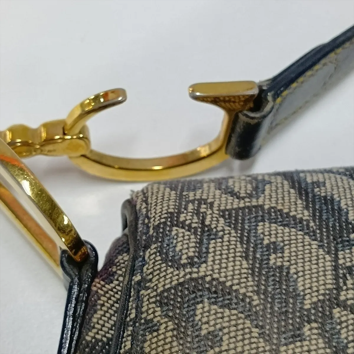 Trotter Saddle Canvas x Leather Shoulder Bag, Beige x Navy, Unsigned Guarantee Card — view 14
