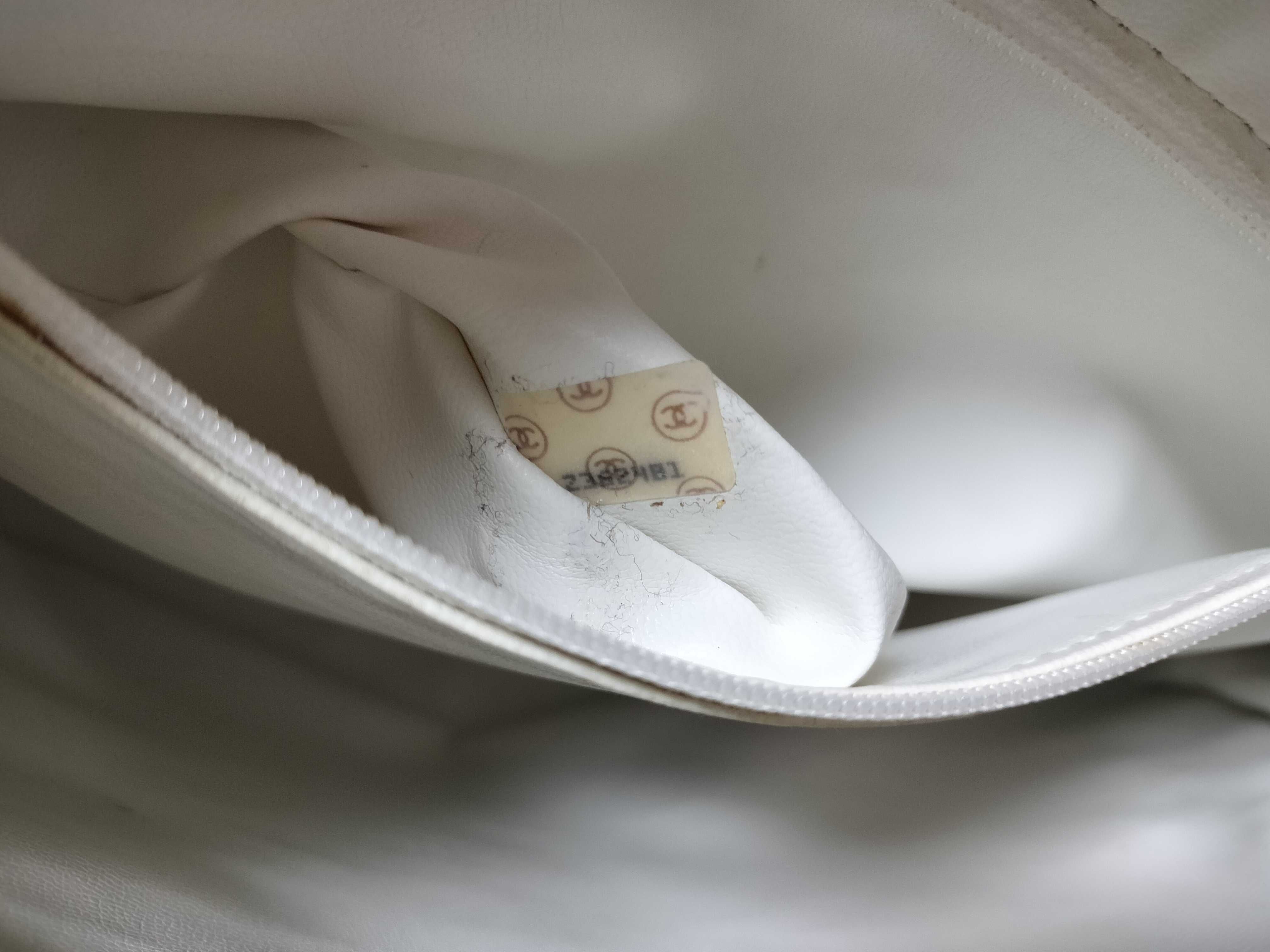 Caviar Skin Large Coco Chain Handbag/Tote, Series 4, White, Fringe Tote Bag — view 12