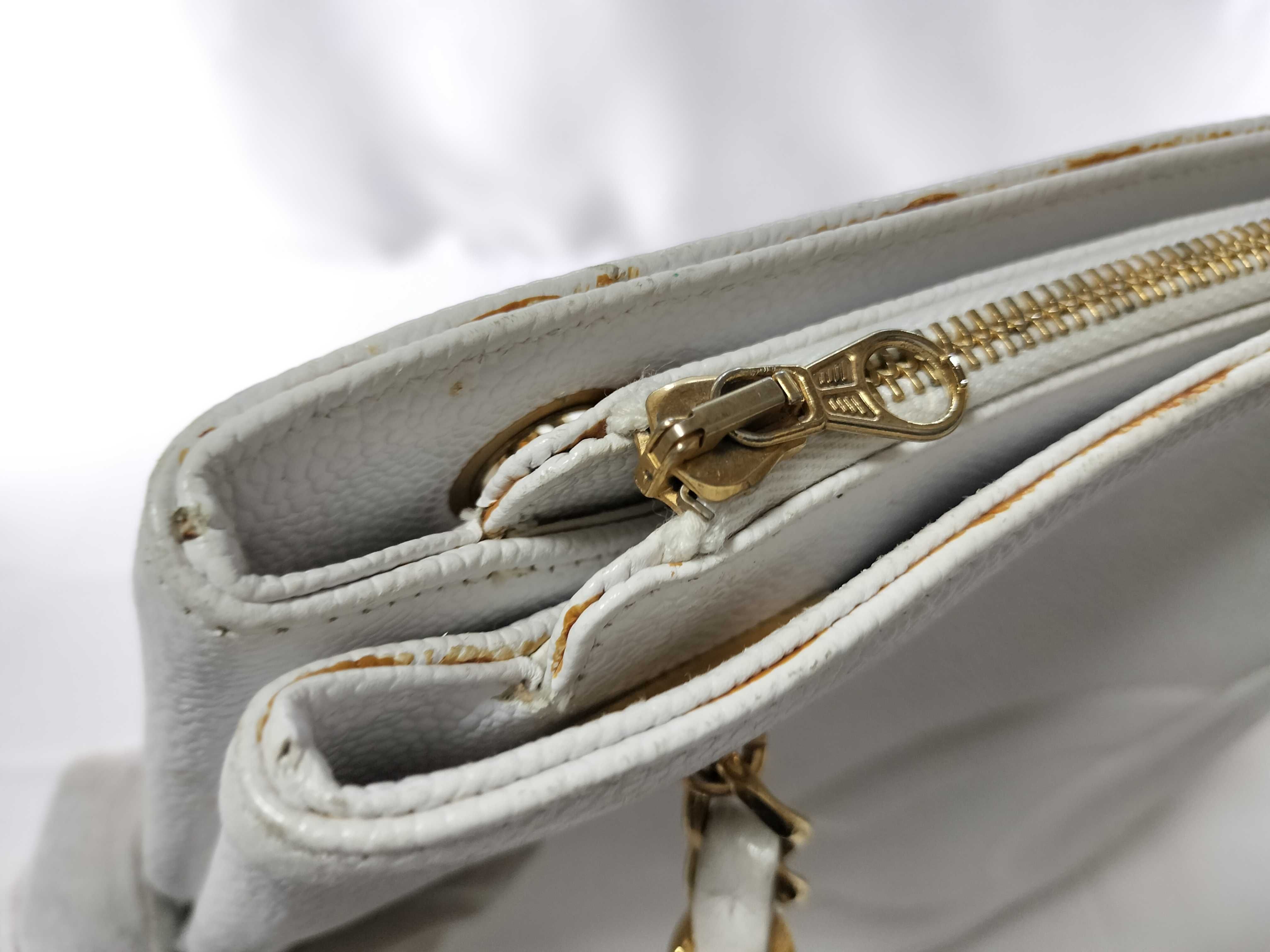 Caviar Skin Large Coco Chain Handbag/Tote, Series 4, White, Fringe Tote Bag — view 14