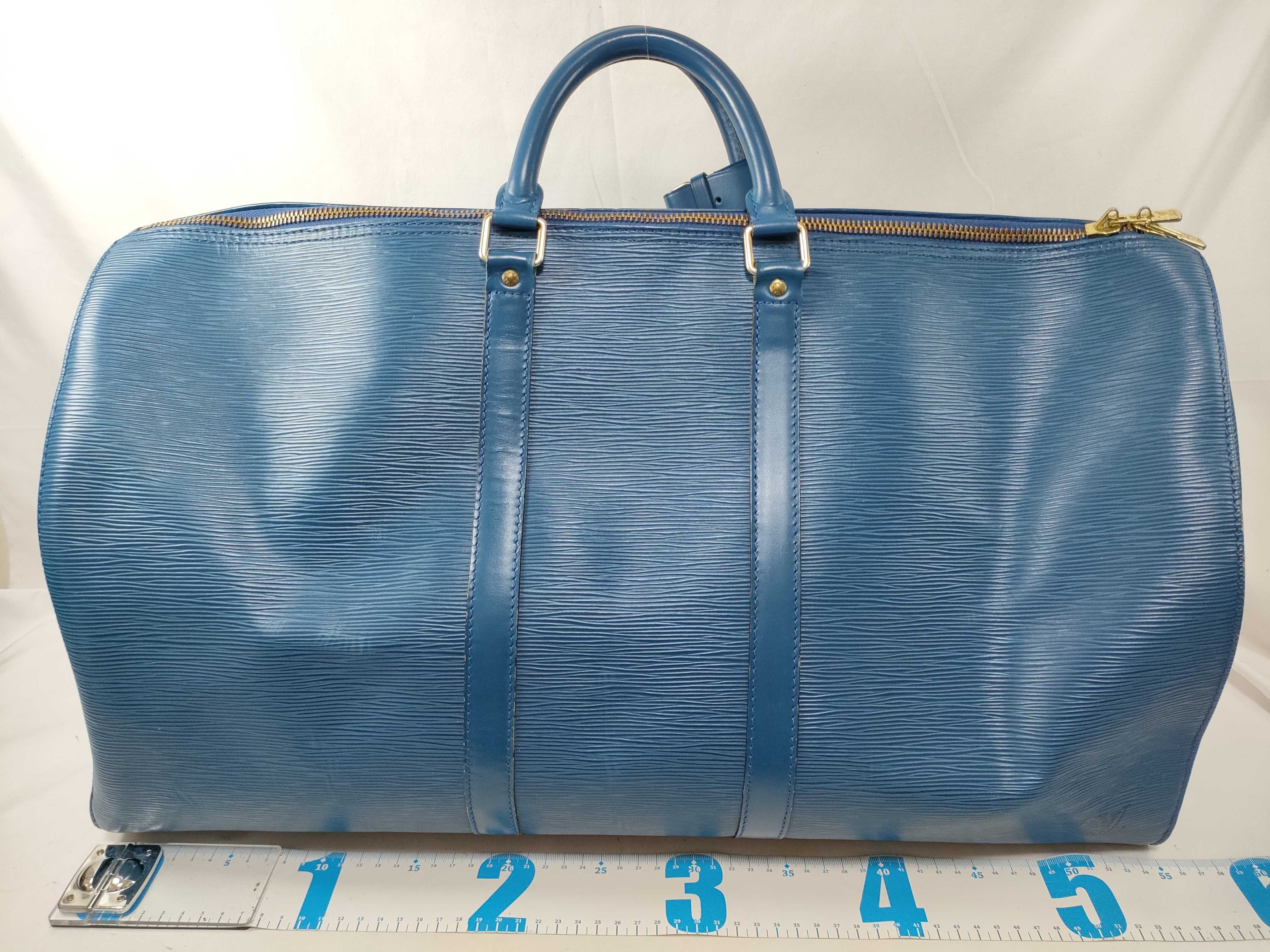 Epi Keepall 55 Blue Boston Bag — view 13