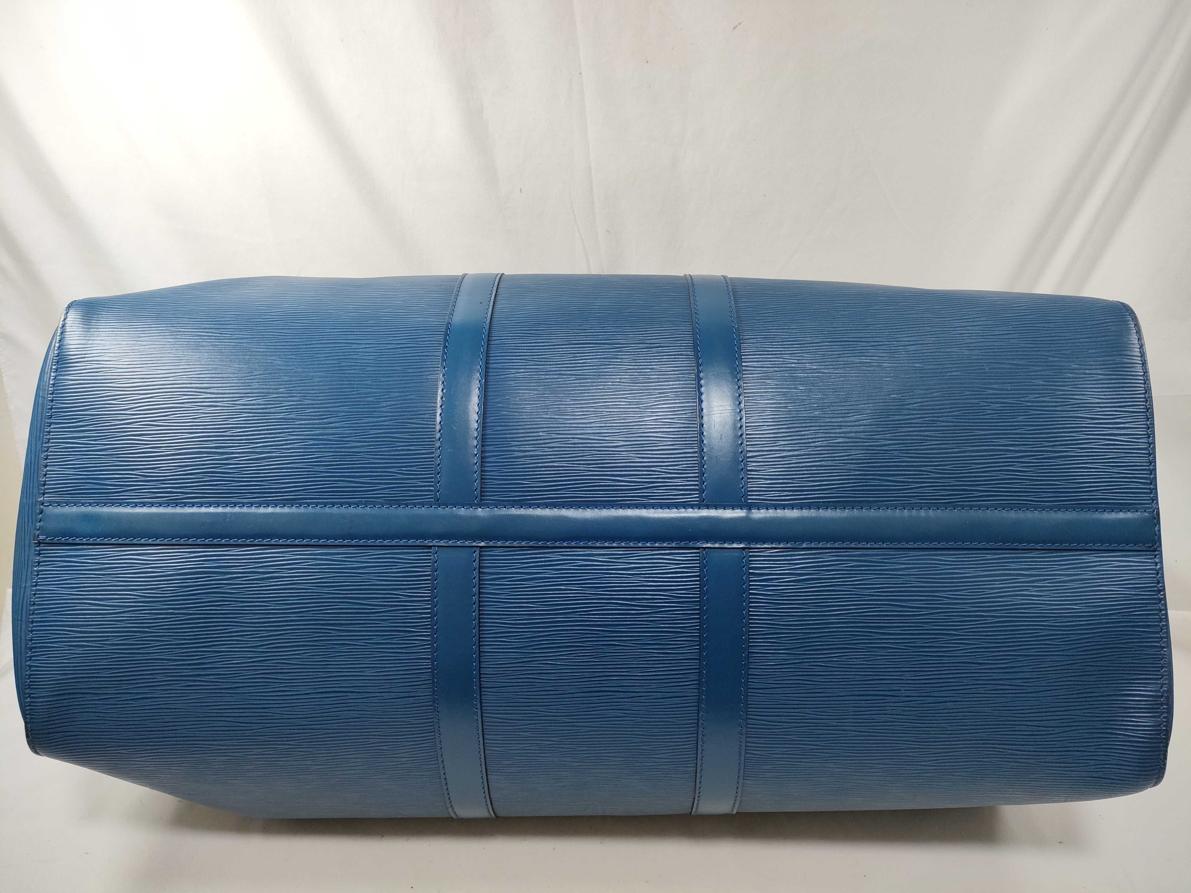 Epi Keepall 55 Blue Boston Bag — view 7