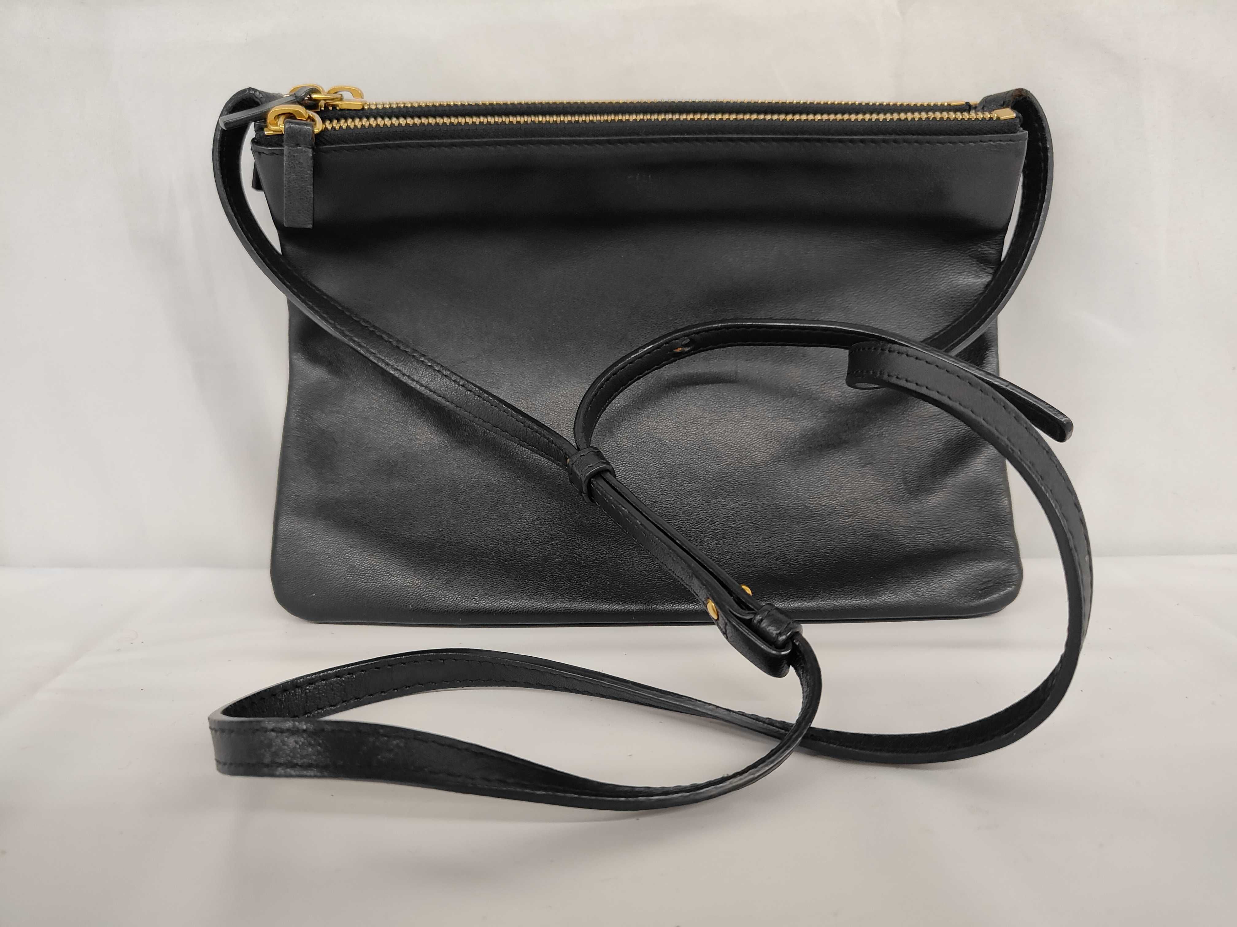 Trio Black Leather Shoulder Bag