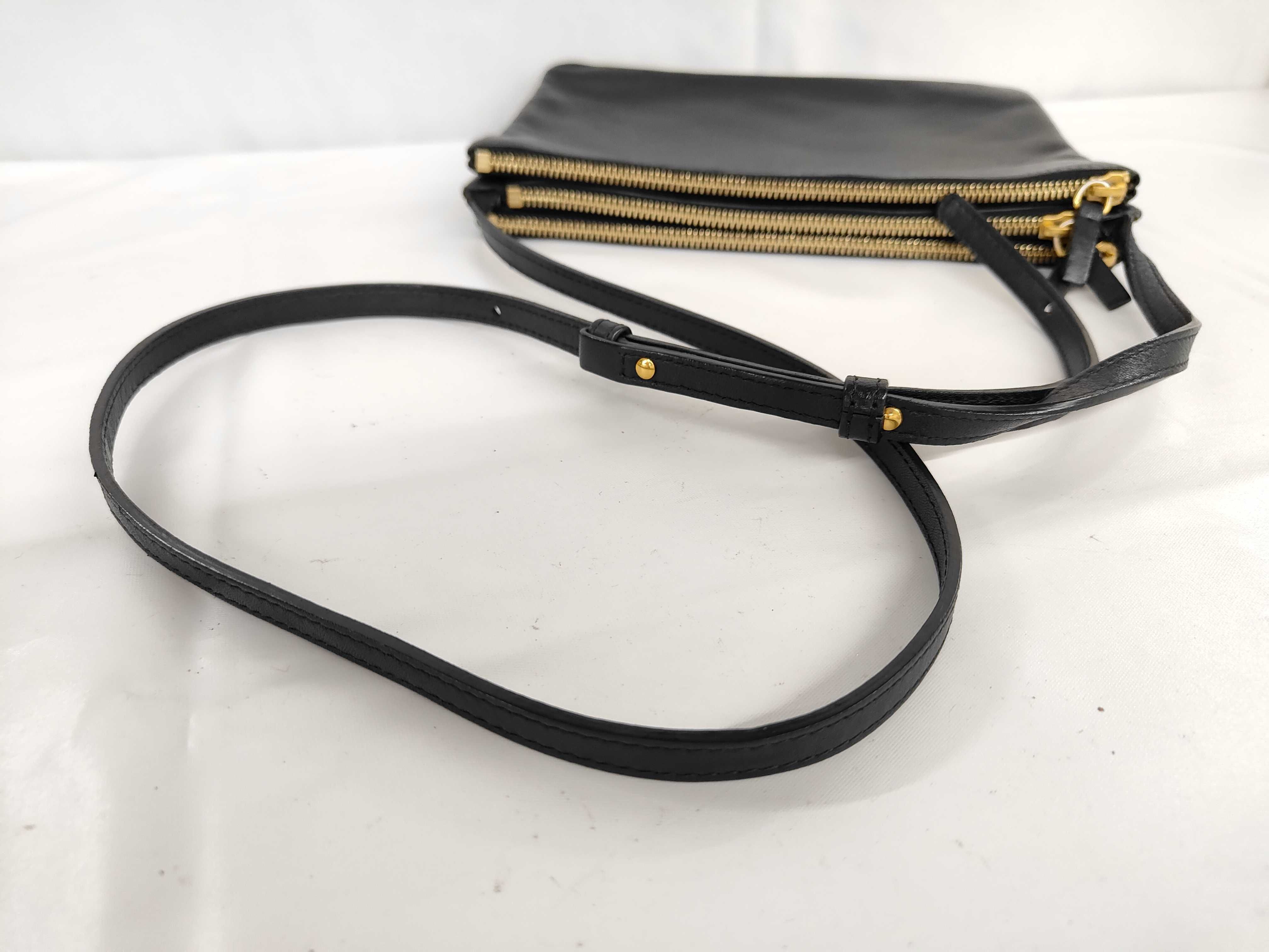 Trio Black Leather Shoulder Bag — view 3