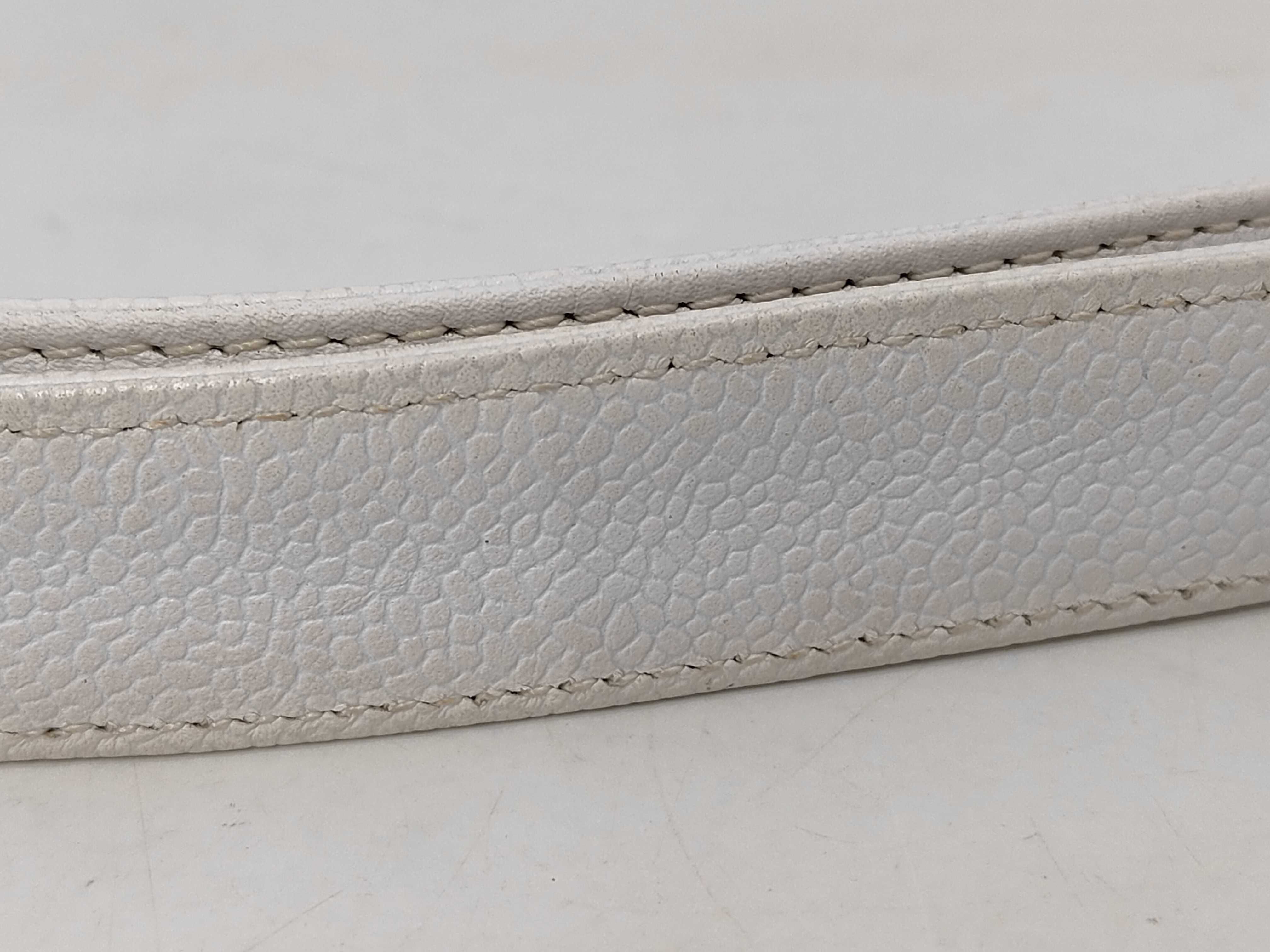 Caviar Skin Chain Tote White Shoulder Bag — view 4