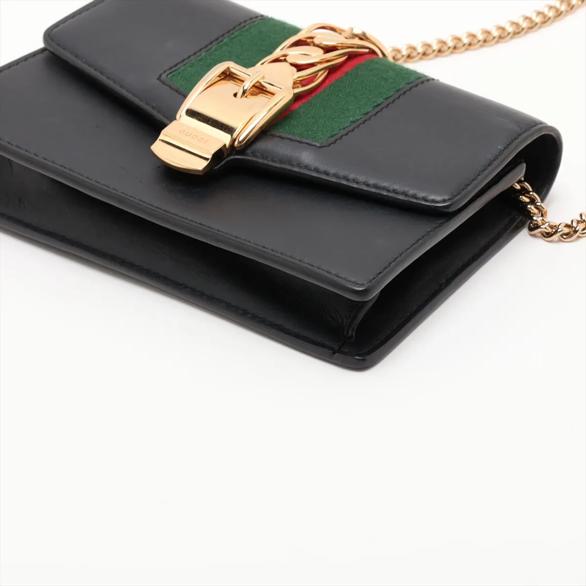Sylvie 494646 Leather Chain Shoulder Bag, Black — view 3