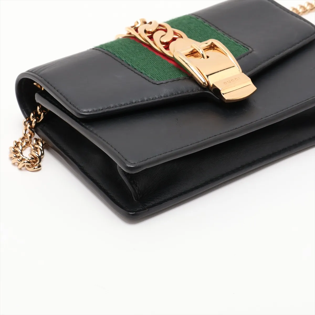 Sylvie 494646 Leather Chain Shoulder Bag, Black — view 4
