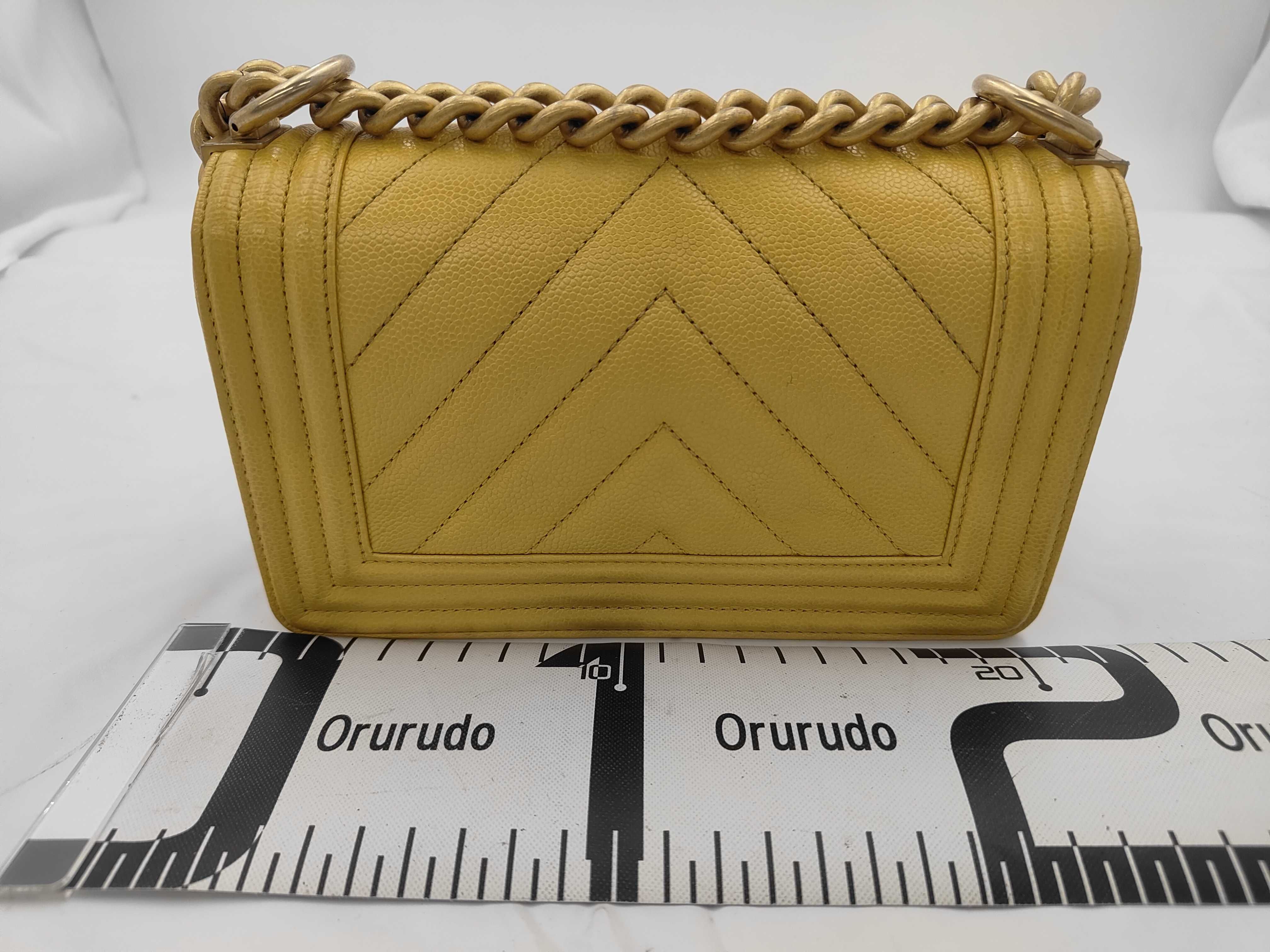 Boy Chanel 20 Caviar Yellow Chain Shoulder Bag — view 2