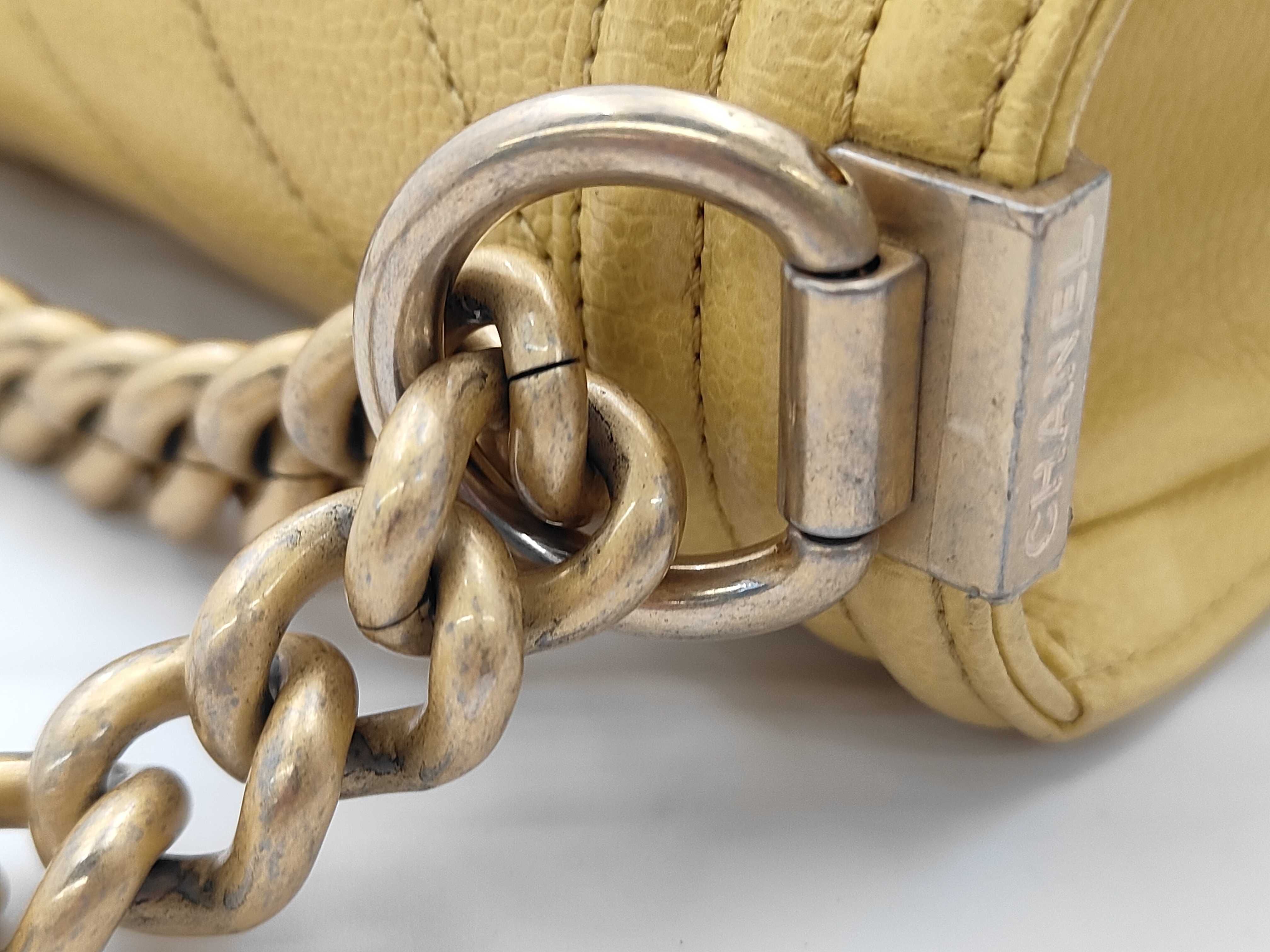 Boy Chanel 20 Caviar Yellow Chain Shoulder Bag — view 5