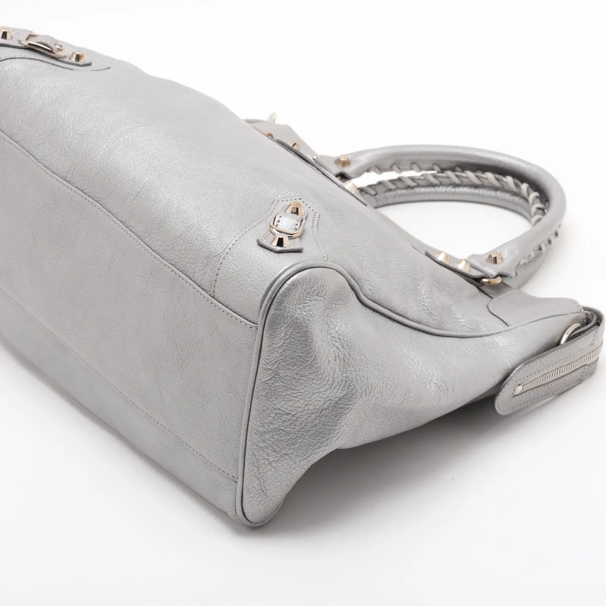 Classic Velo Leather 2-Way Handbag, Silver, 235216 — view 3