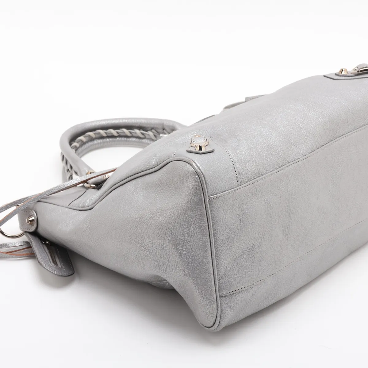 Classic Velo Leather 2-Way Handbag, Silver, 235216 — view 4