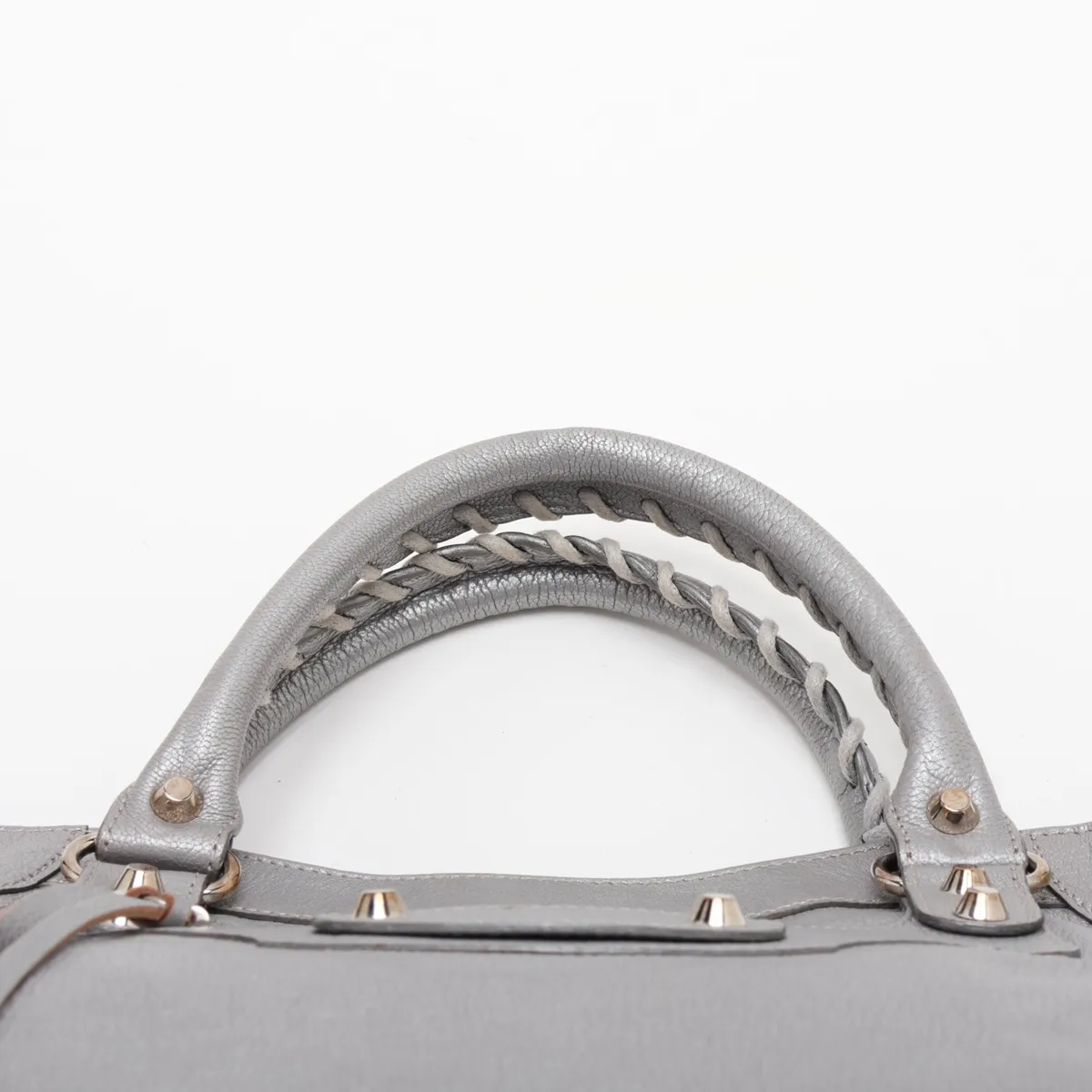 Classic Velo Leather 2-Way Handbag, Silver, 235216 — view 6