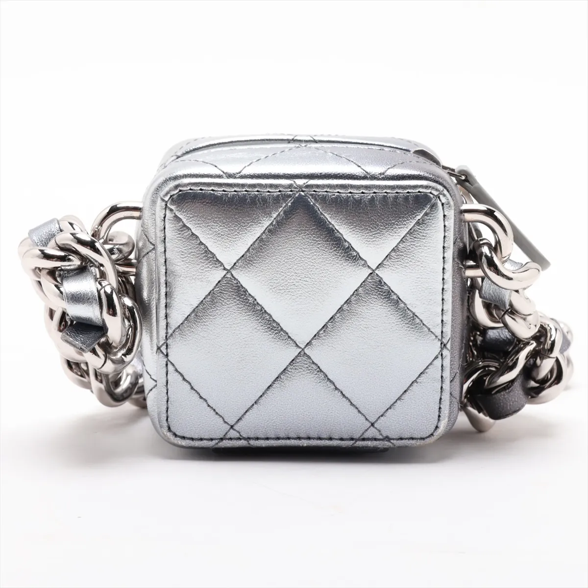 Matelassé Lambskin Chain Shoulder Bag, Silver, Silver Hardware, Item Number 31794339 (Serial Number 31) — view 2
