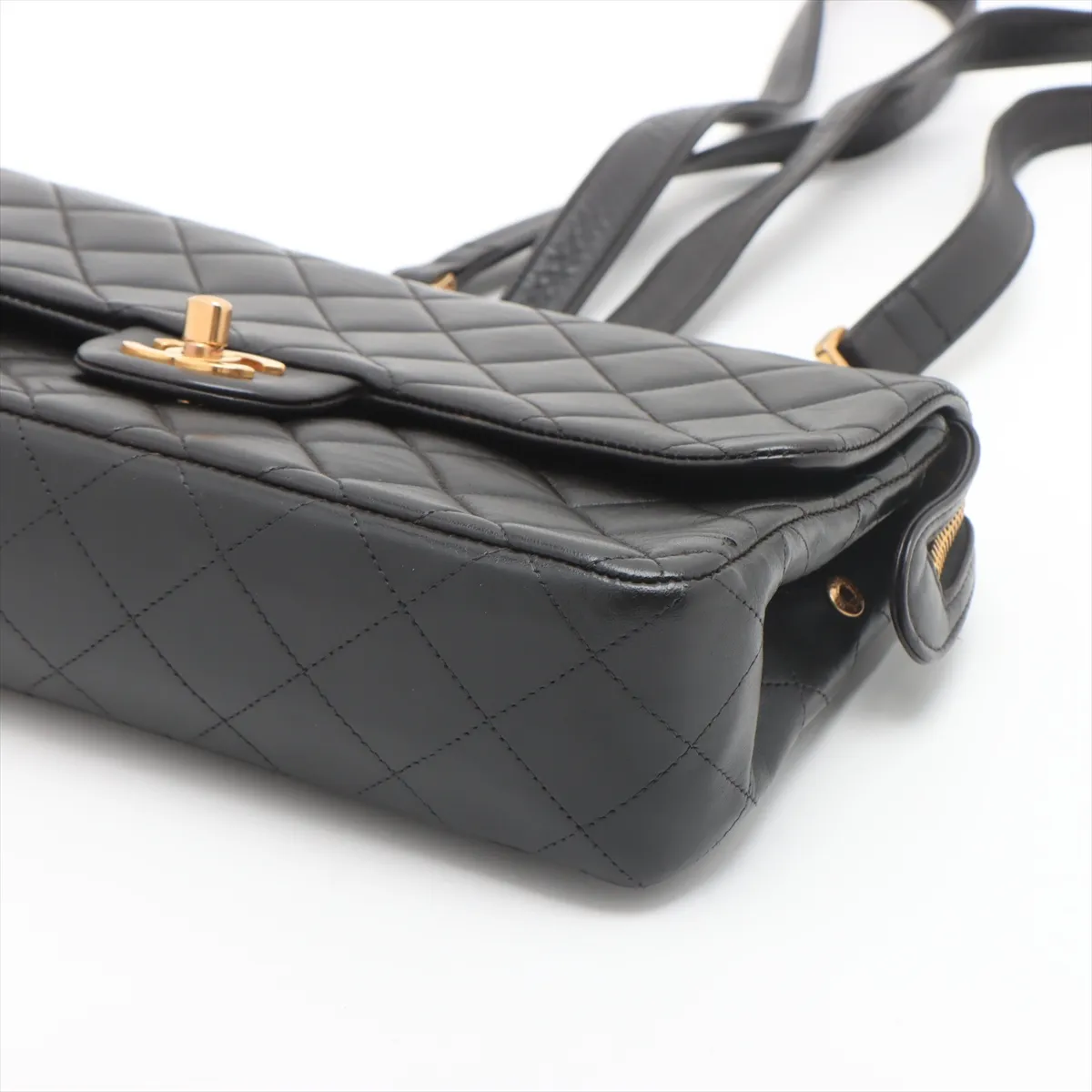 Matelasse Lambskin Chain Backpack Black Gold Hardware 3944559 3rd Series — view 3