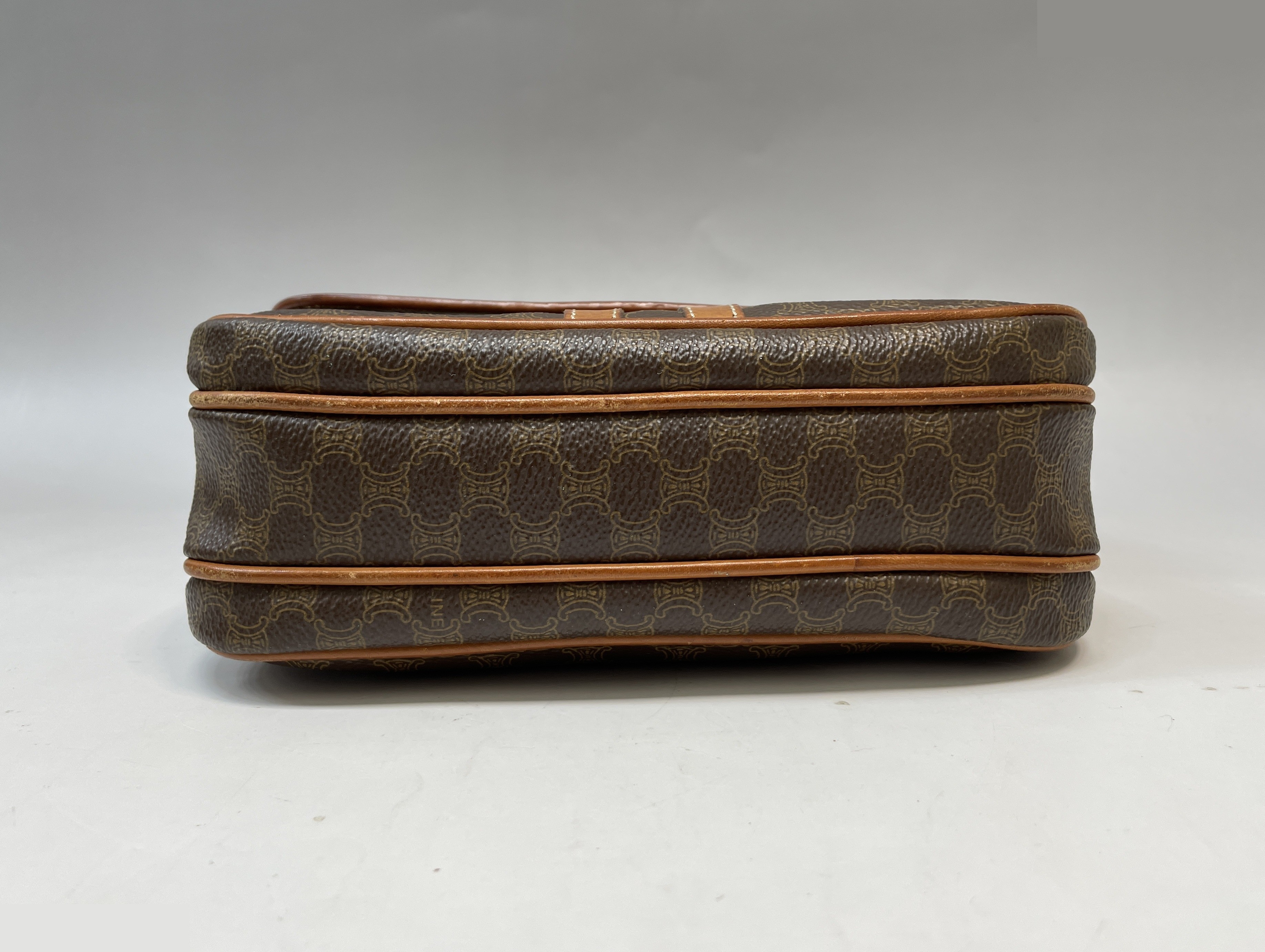Macadam pattern PVC genuine leather shoulder bag, brown — view 5