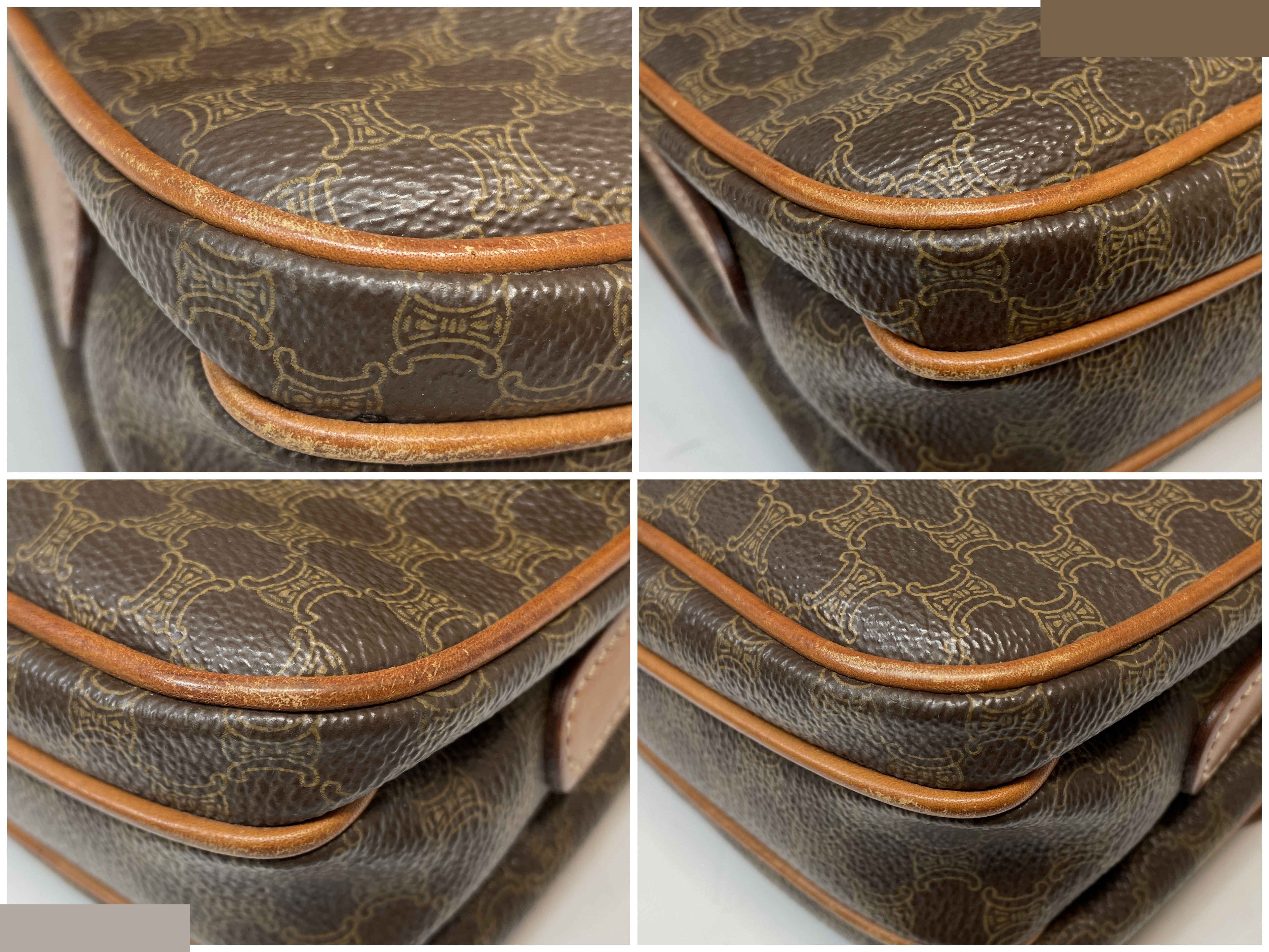 Macadam pattern PVC genuine leather shoulder bag, brown — view 6