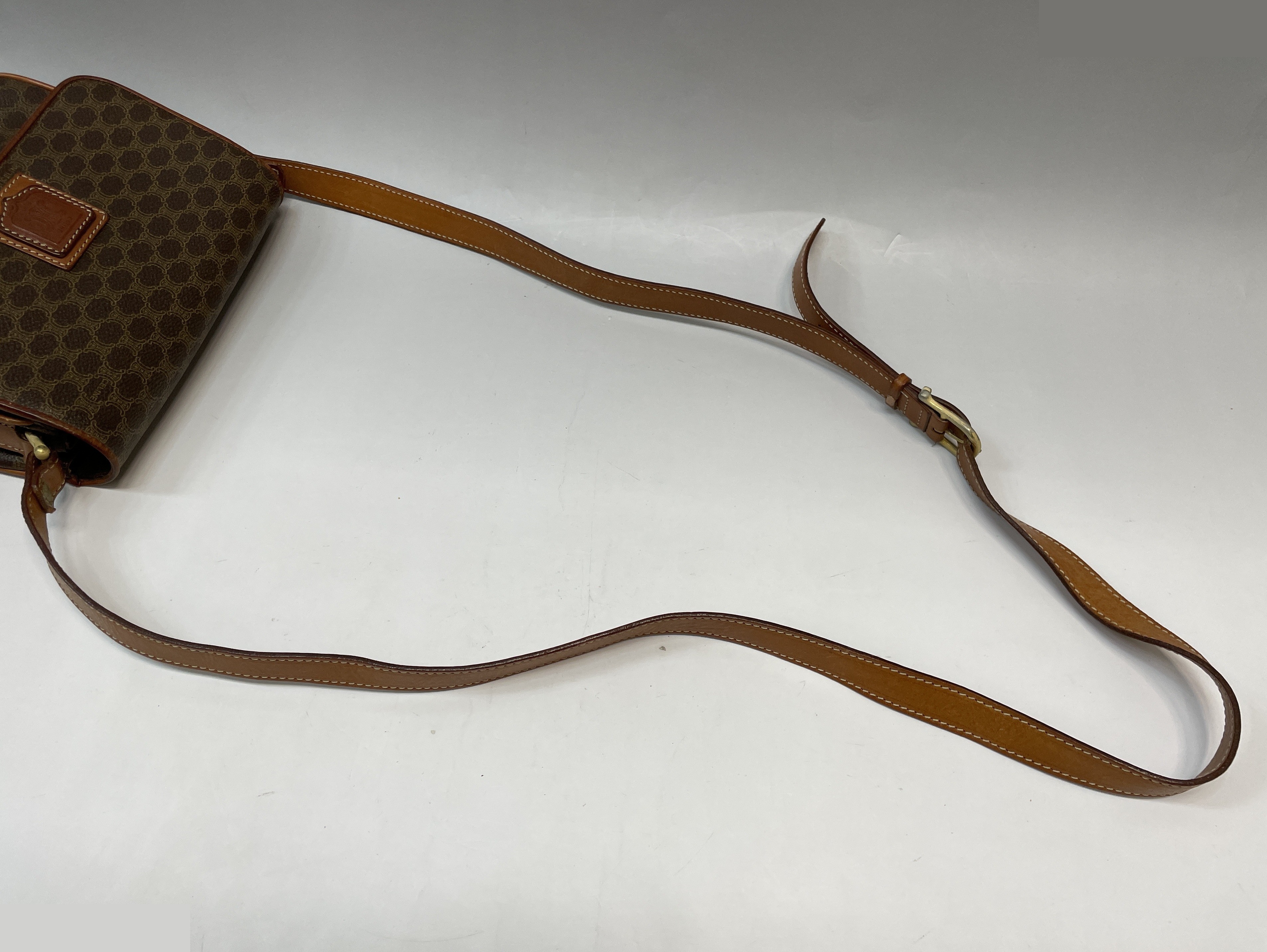 Macadam pattern PVC genuine leather shoulder bag, brown — view 7