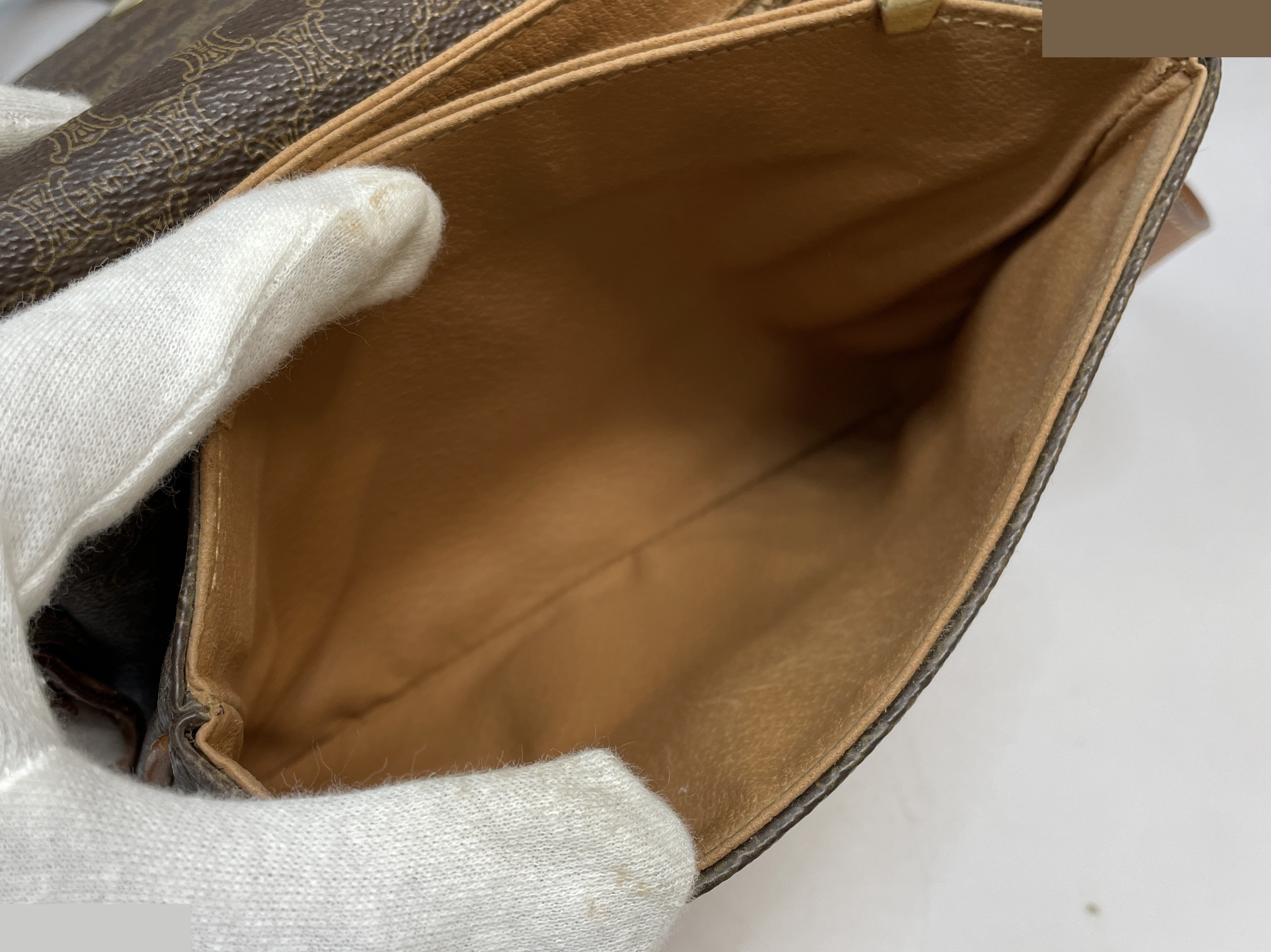 Macadam pattern PVC genuine leather shoulder bag, brown — view 9