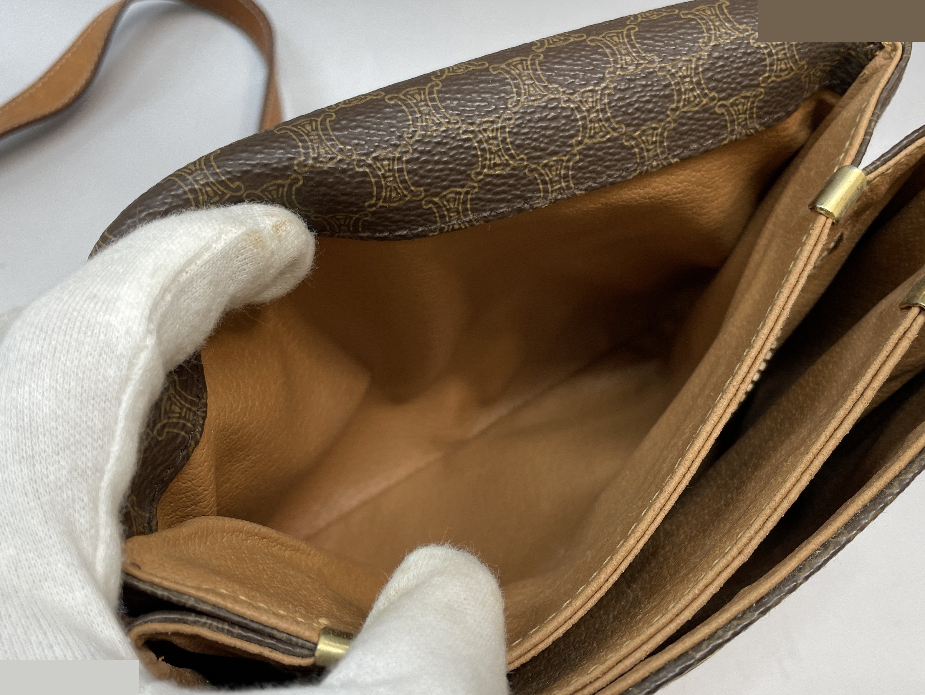 Macadam pattern PVC genuine leather shoulder bag, brown — view 10