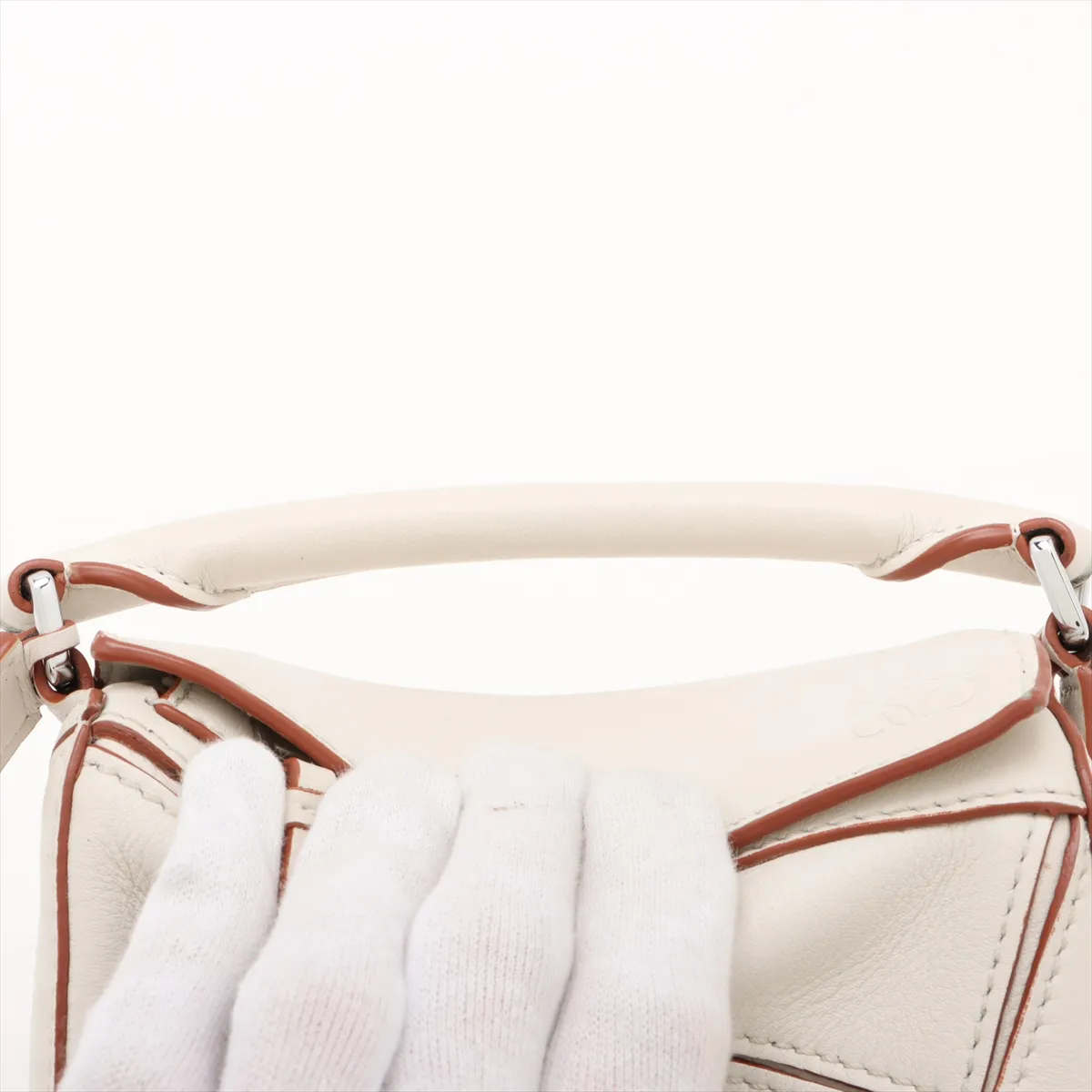 Nano Puzzle Leather 2WAY Handbag White — view 6