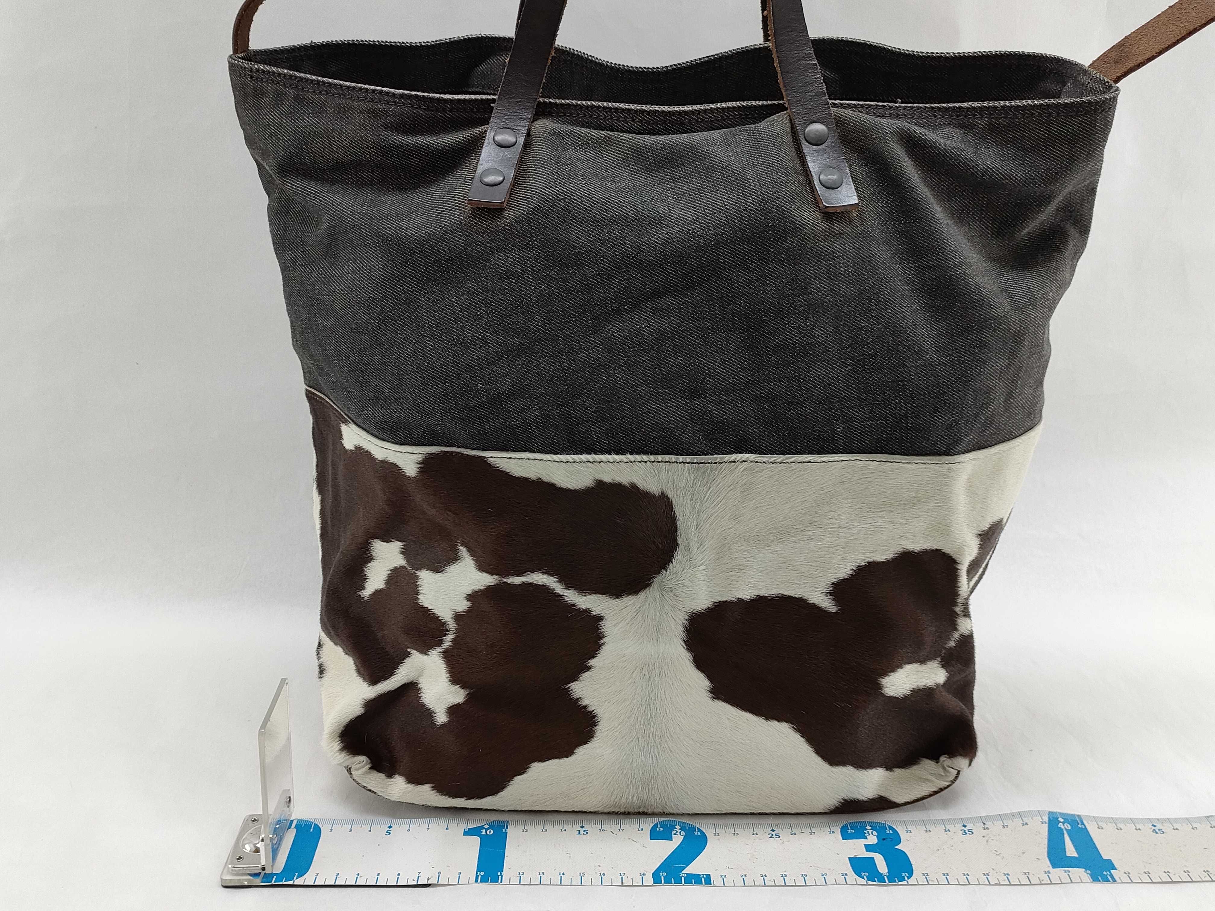 calfskin x denim tote bag — view 2