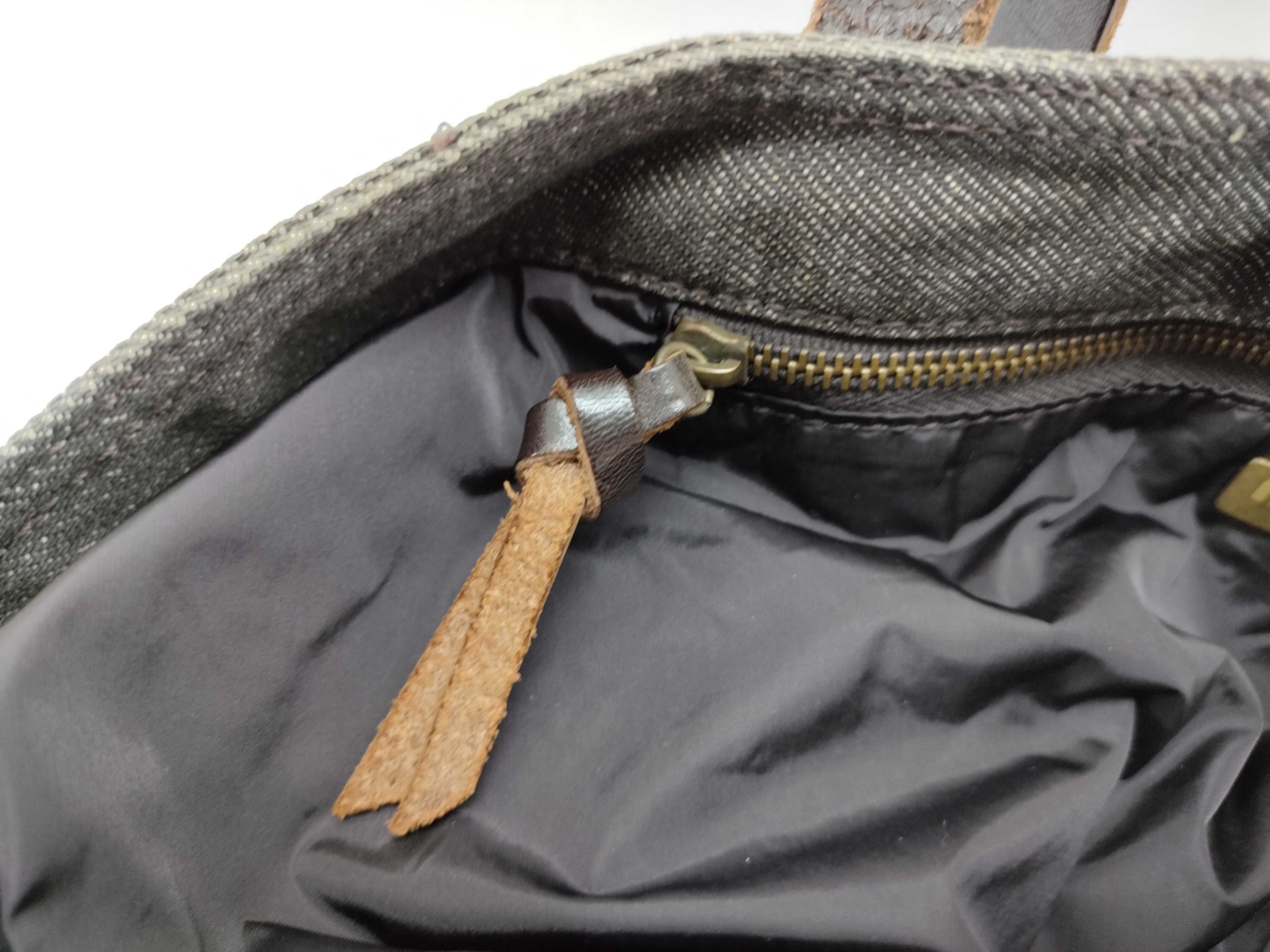 calfskin x denim tote bag — view 12