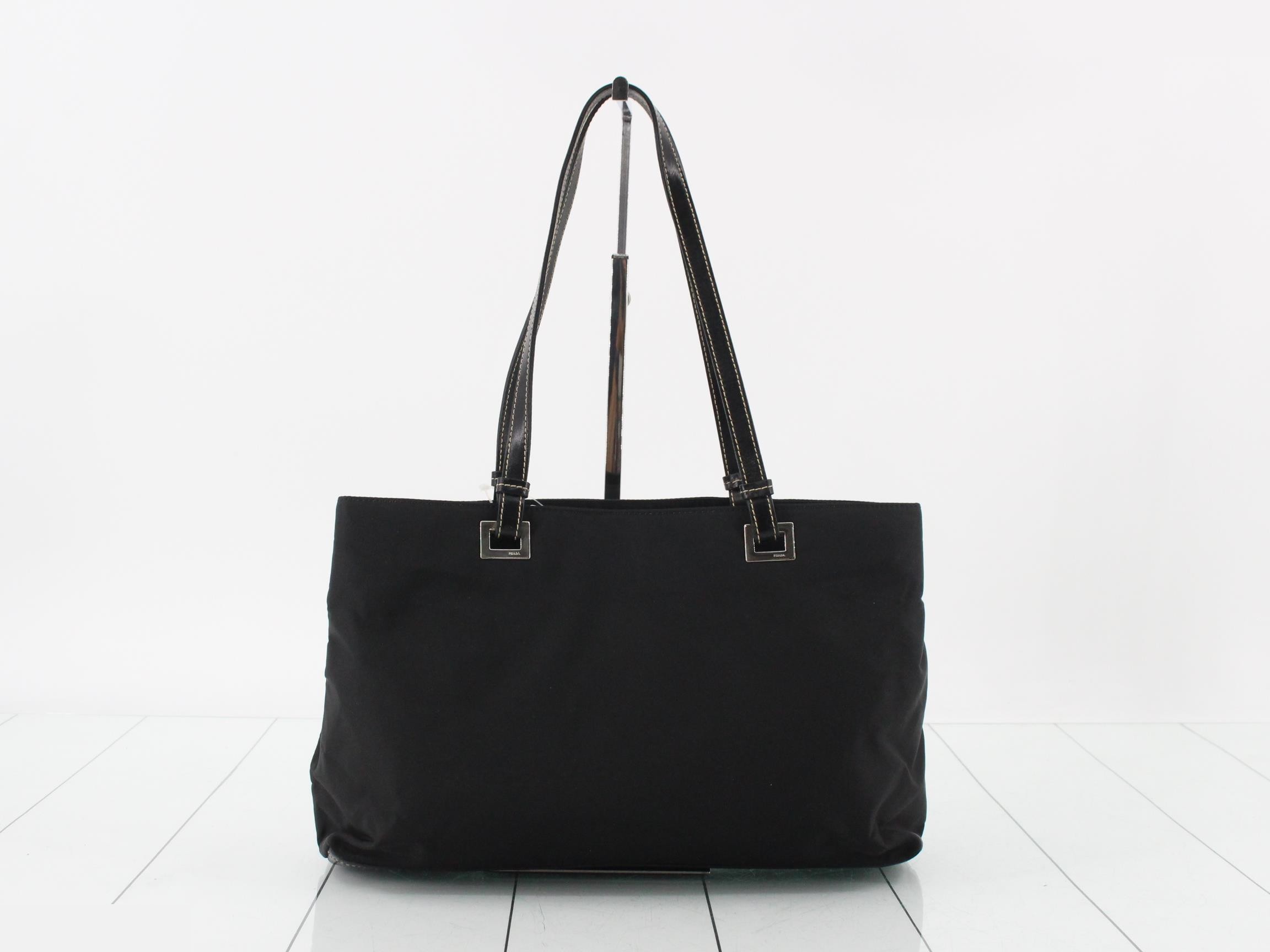 tote bag, nylon and leather, Tessuto color, black. — view 2