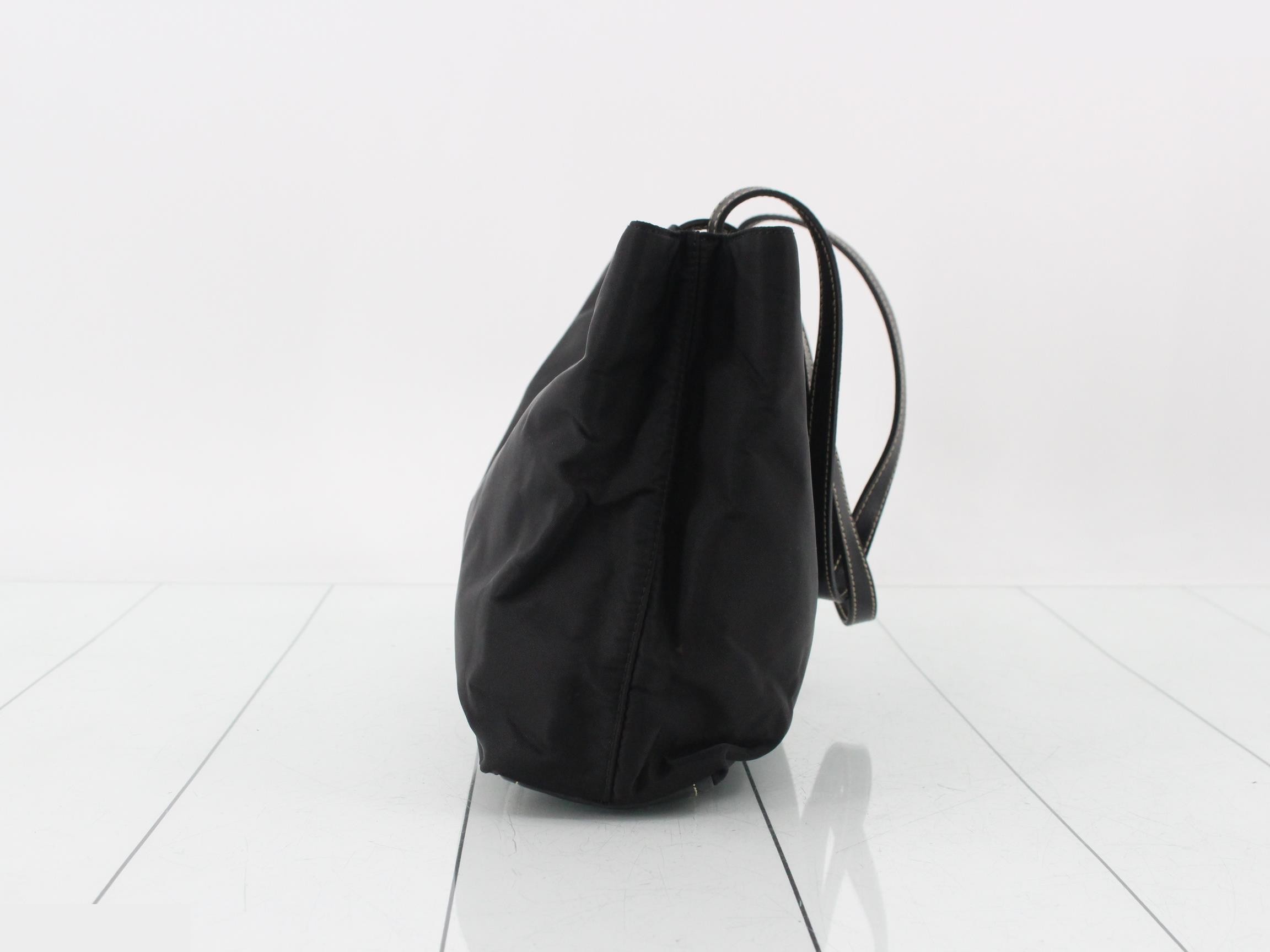 tote bag, nylon and leather, Tessuto color, black. — view 3