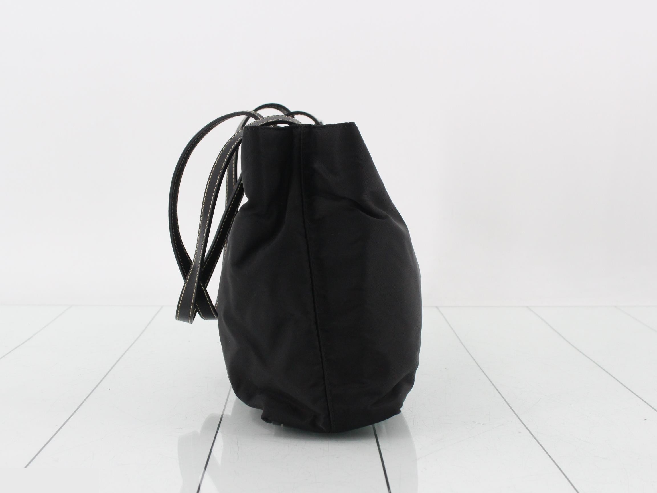 tote bag, nylon and leather, Tessuto color, black. — view 4