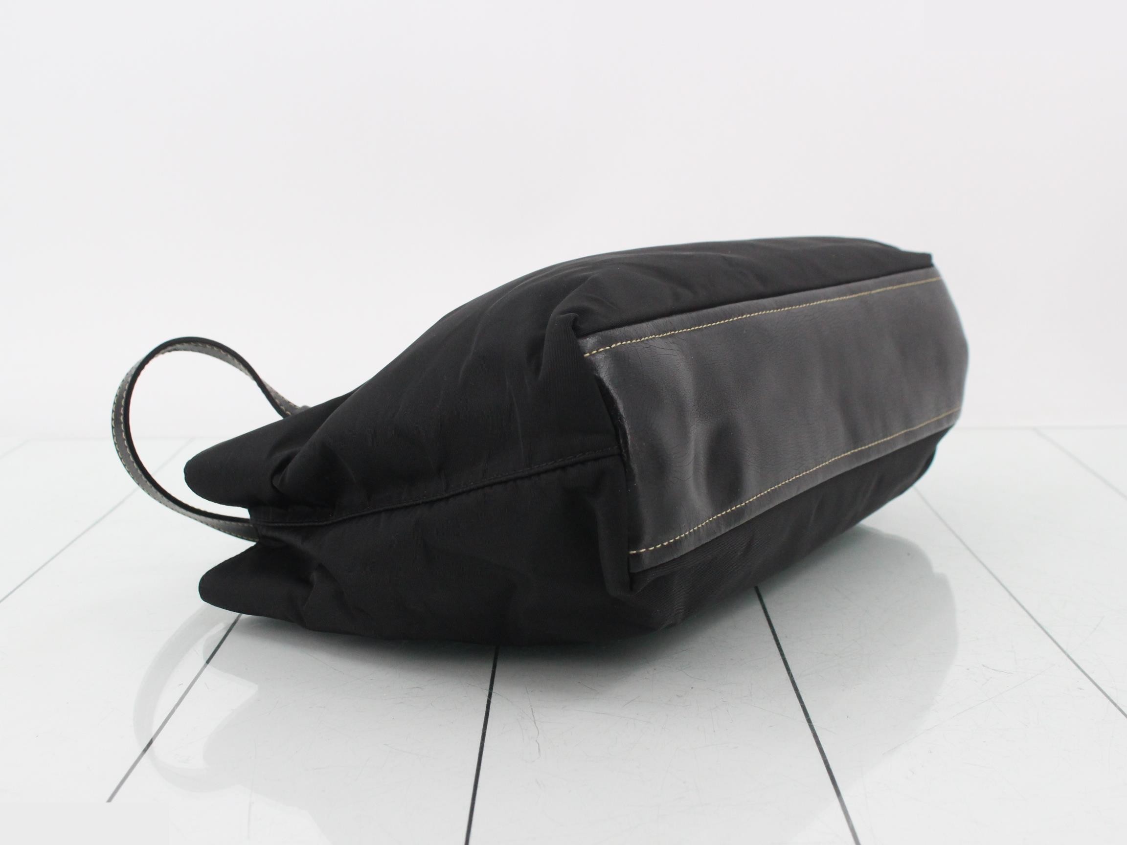 tote bag, nylon and leather, Tessuto color, black. — view 5