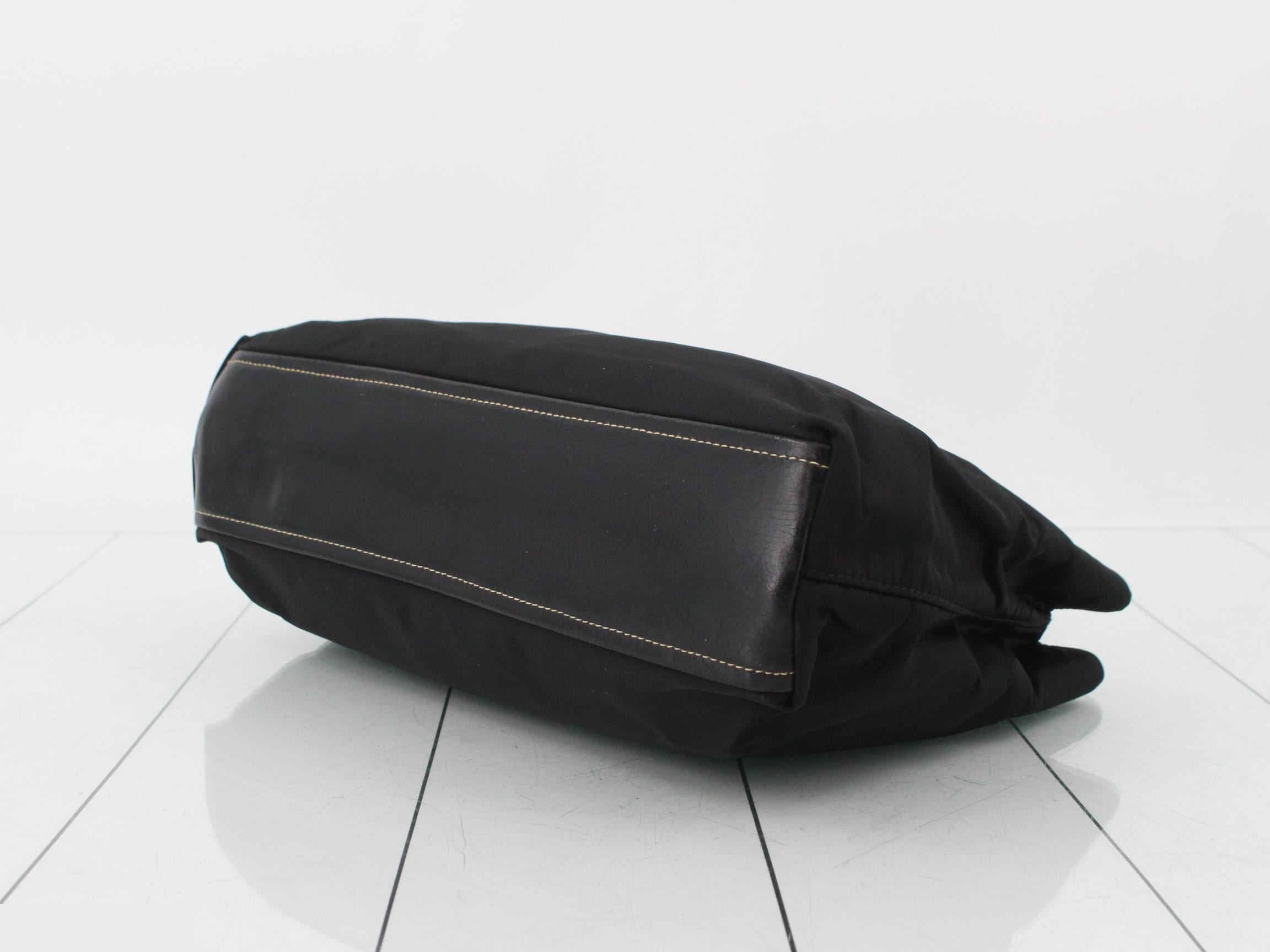 tote bag, nylon and leather, Tessuto color, black. — view 6