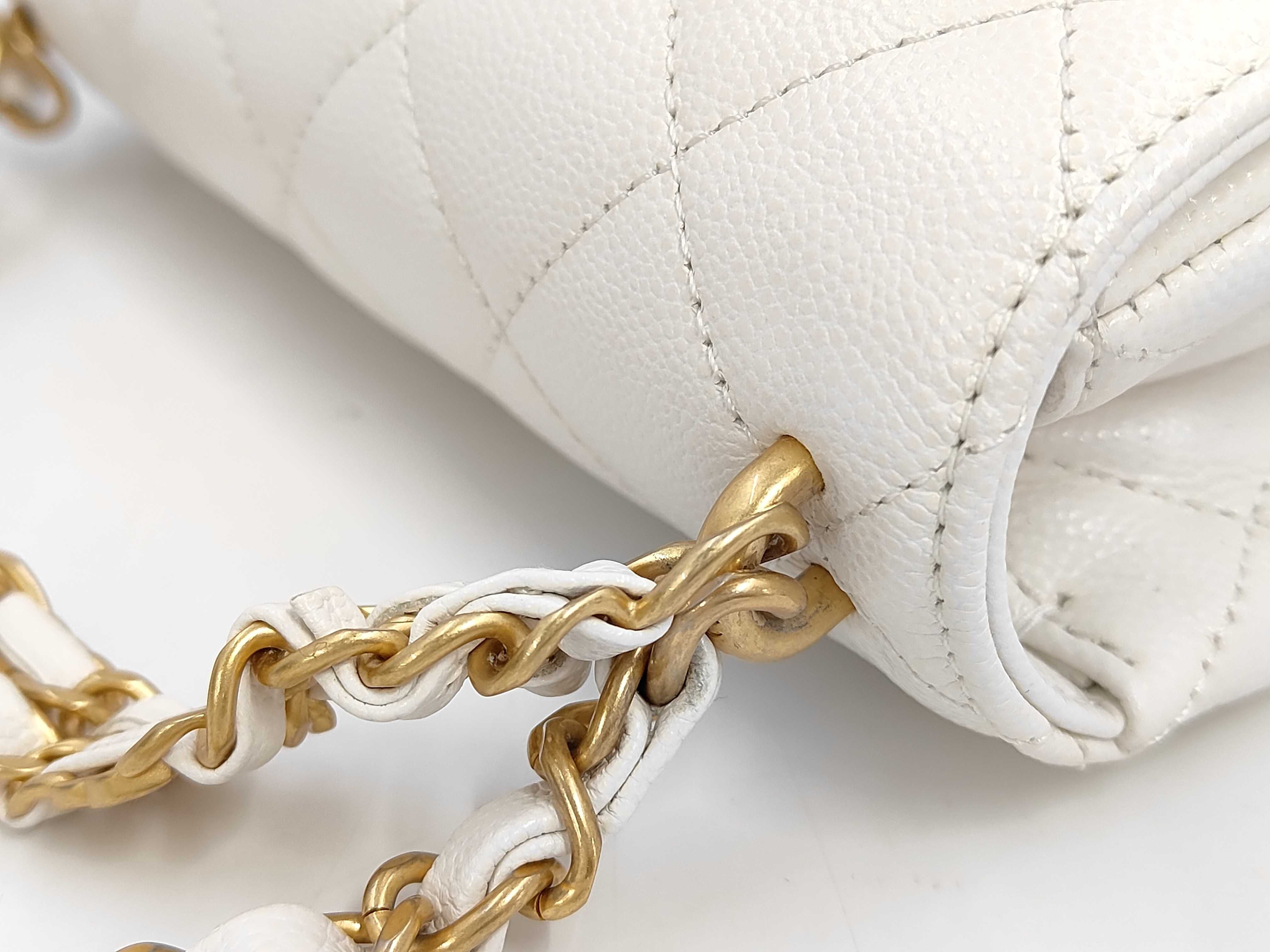 AS5239 Mini Flap Bag, Caviar Leather, White, Gold Hardware, with Box, U69555K4 — view 5