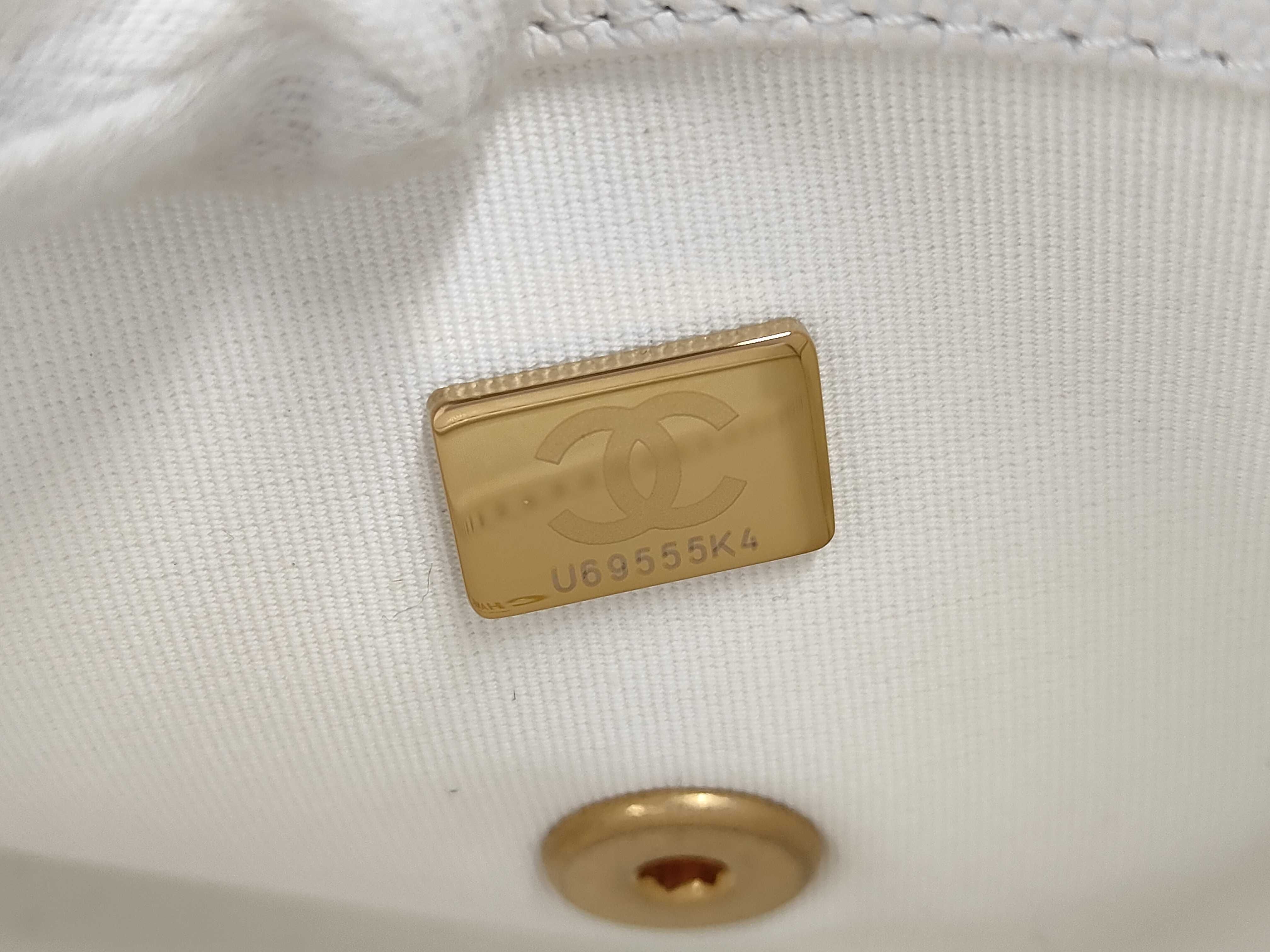 AS5239 Mini Flap Bag, Caviar Leather, White, Gold Hardware, with Box, U69555K4 — view 10