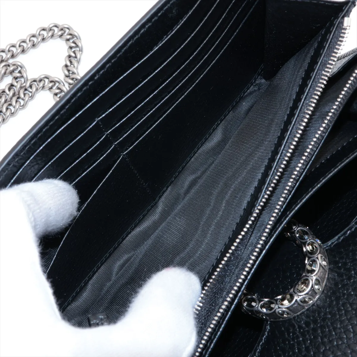 Dionysus Leather Chain Wallet Black 401231 — view 9