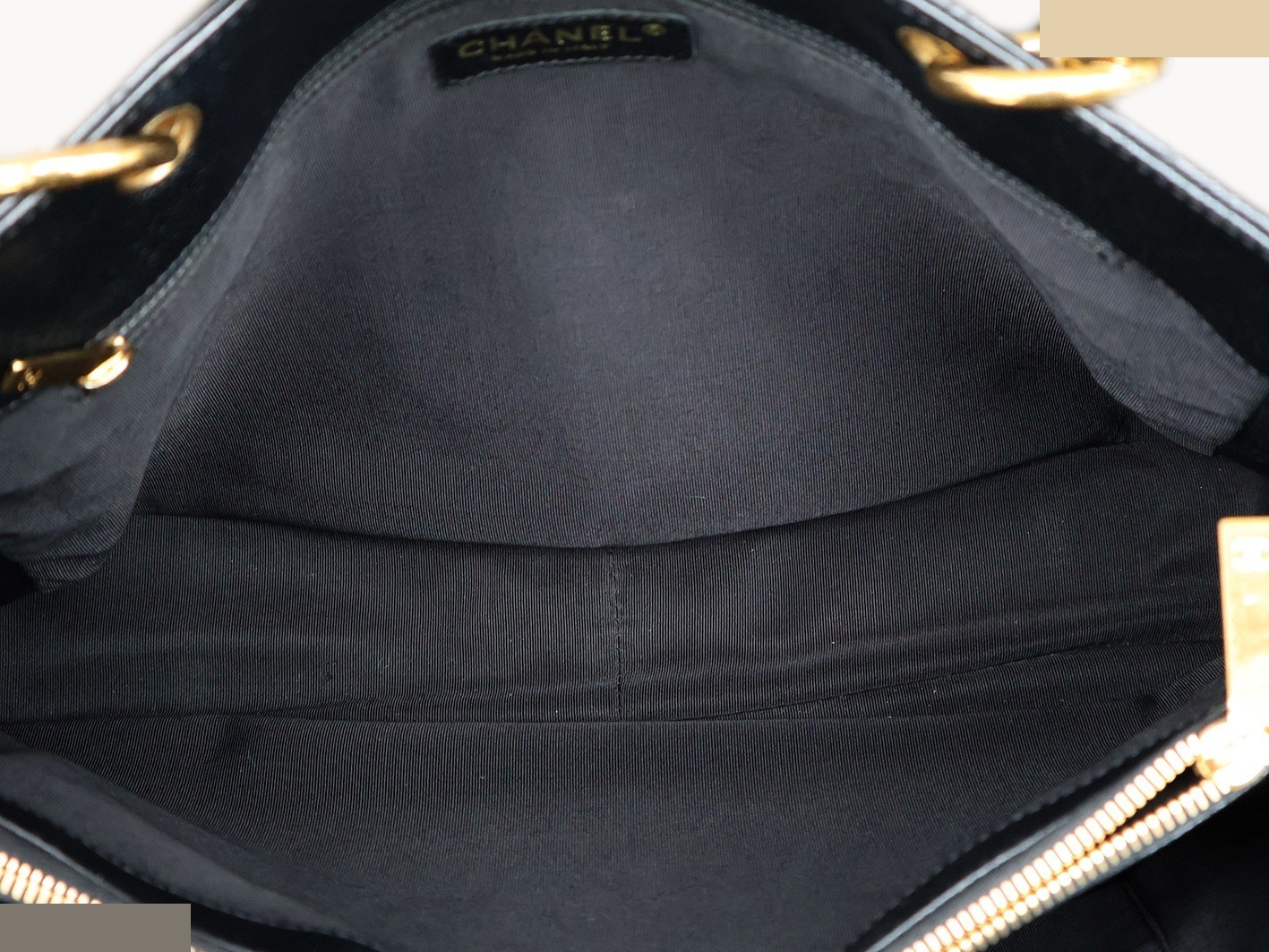 Caviar Skin GST Chain Tote Bag, Black — view 11