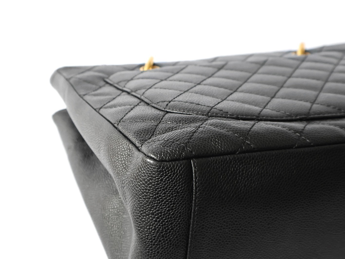 Caviar Skin GST Chain Tote Bag, Black — view 4