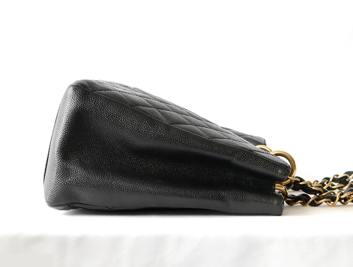 Caviar Skin GST Chain Tote Bag, Black — view 6