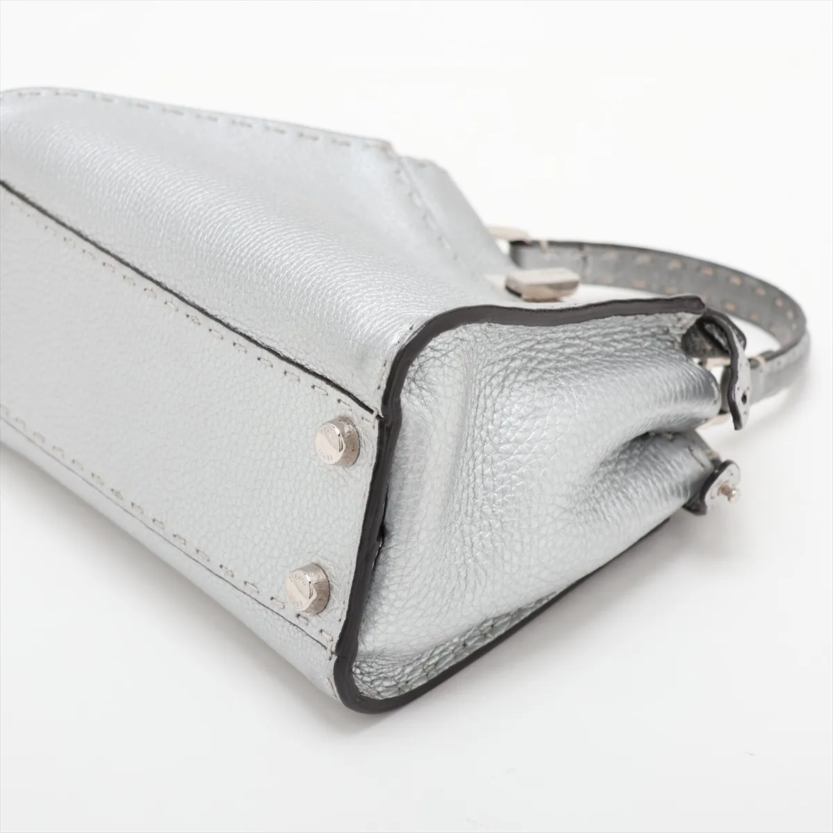 Selleria Mini Peekaboo Leather 2-Way Handbag, Silver 8BN244 — view 3