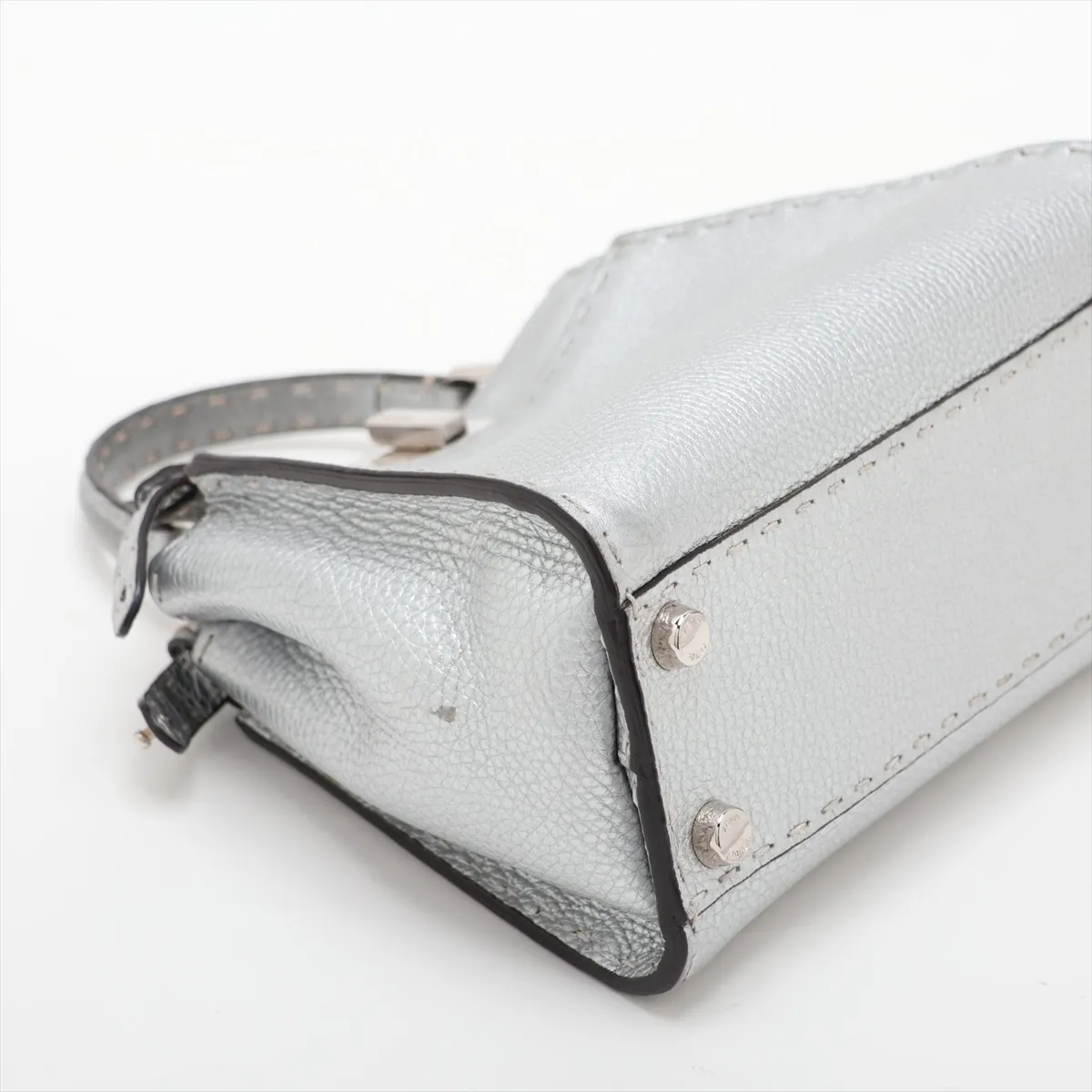 Selleria Mini Peekaboo Leather 2-Way Handbag, Silver 8BN244 — view 4
