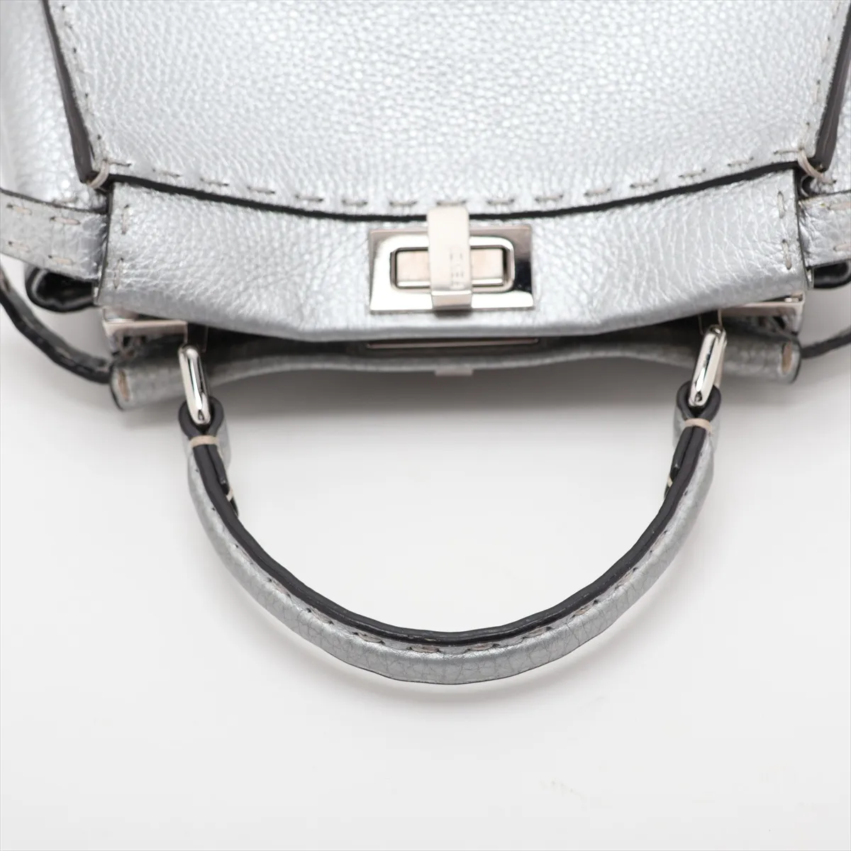 Selleria Mini Peekaboo Leather 2-Way Handbag, Silver 8BN244 — view 5