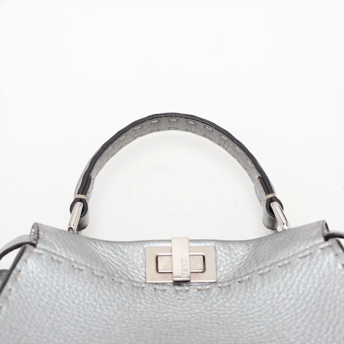 Selleria Mini Peekaboo Leather 2-Way Handbag, Silver 8BN244 — view 6