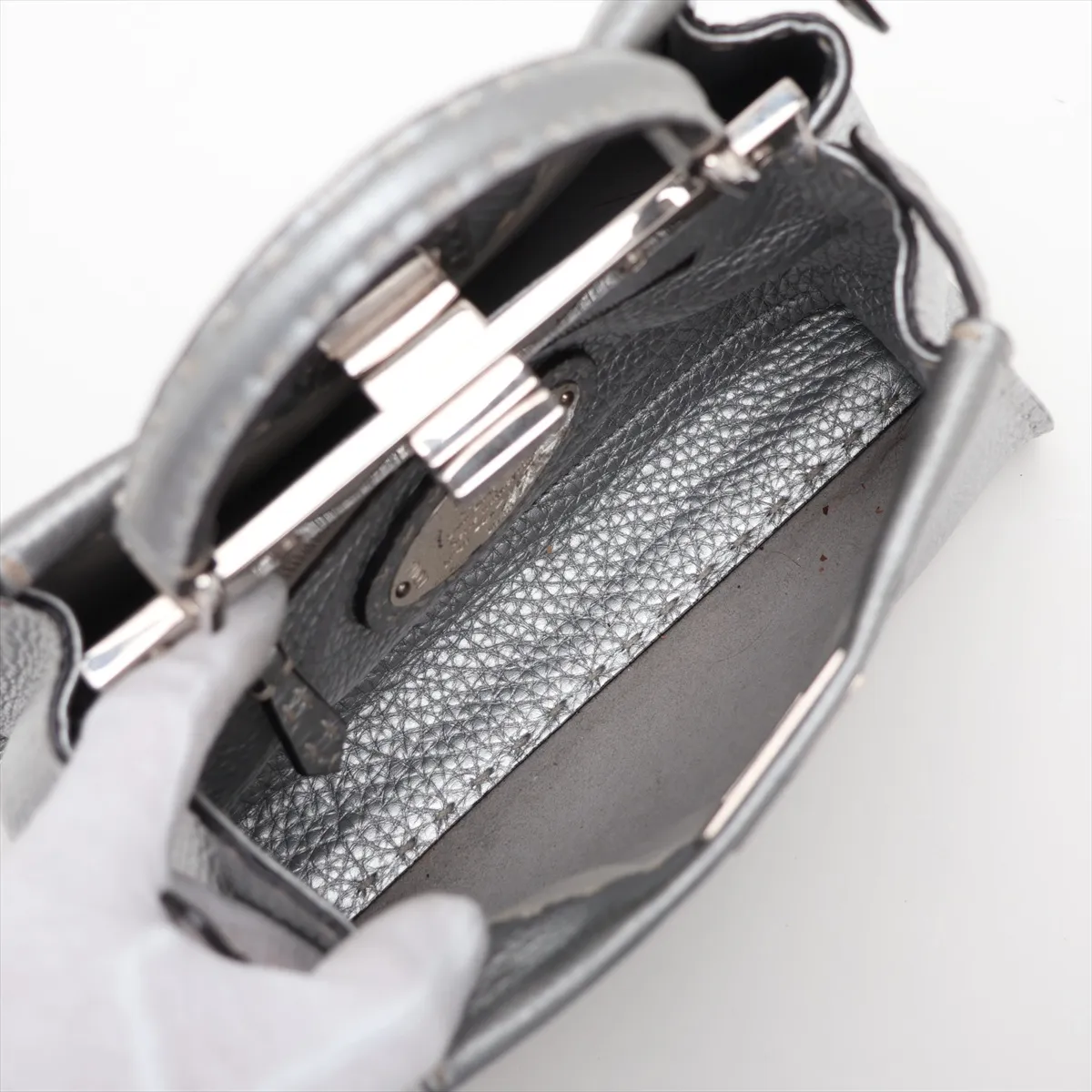 Selleria Mini Peekaboo Leather 2-Way Handbag, Silver 8BN244 — view 8